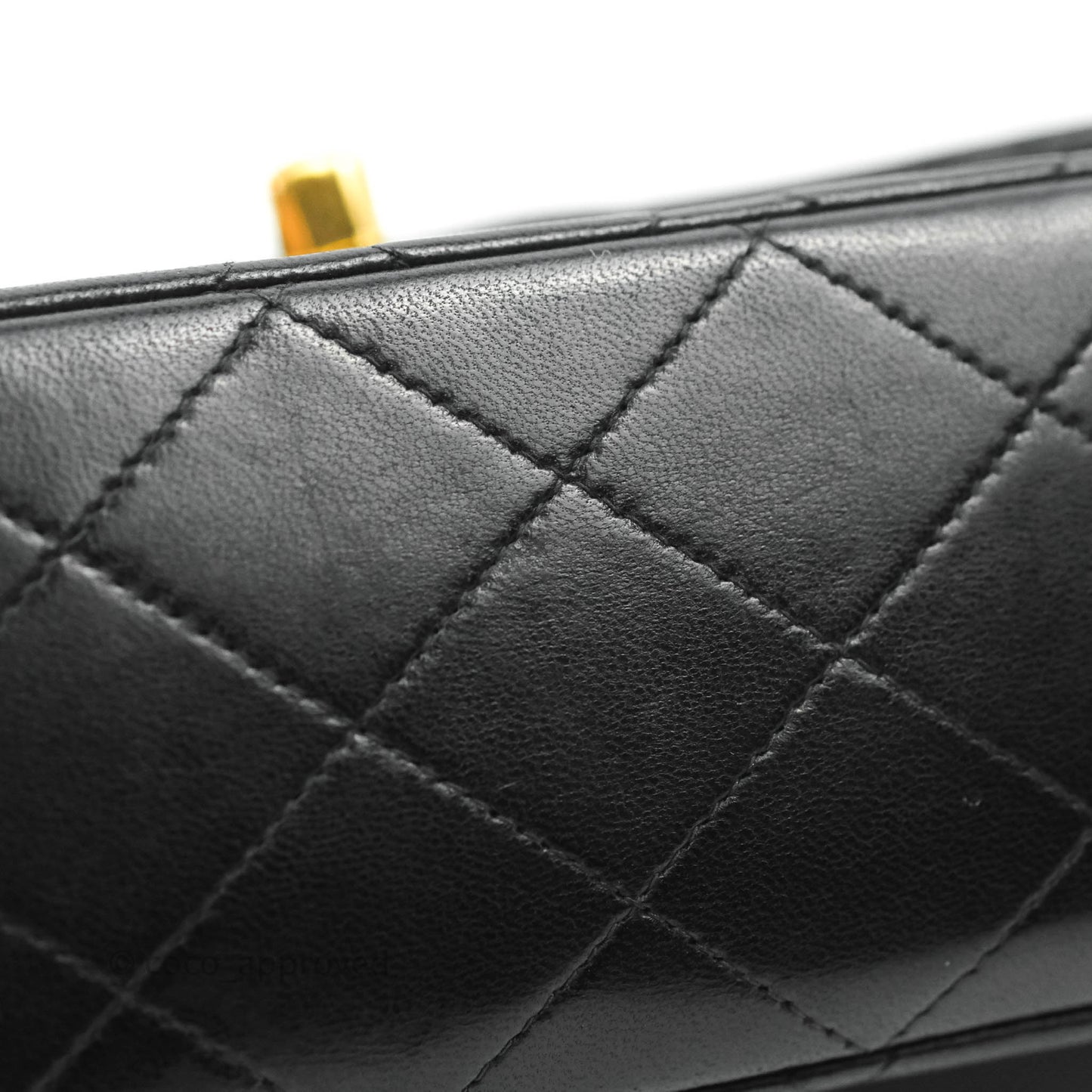 Chanel Vintage Classic M/L Medium Double Flap Bag Black Lambskin 24K Gold Hardware
