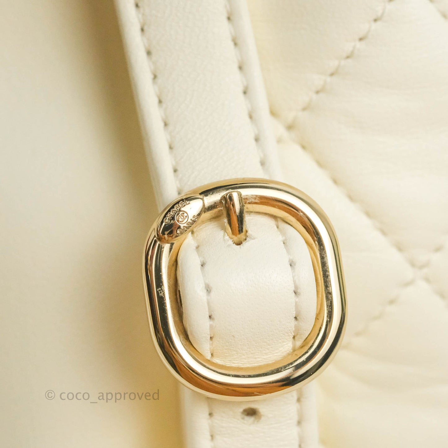 Chanel Quilted Small Duma Drawstring Backpack White Lambskin