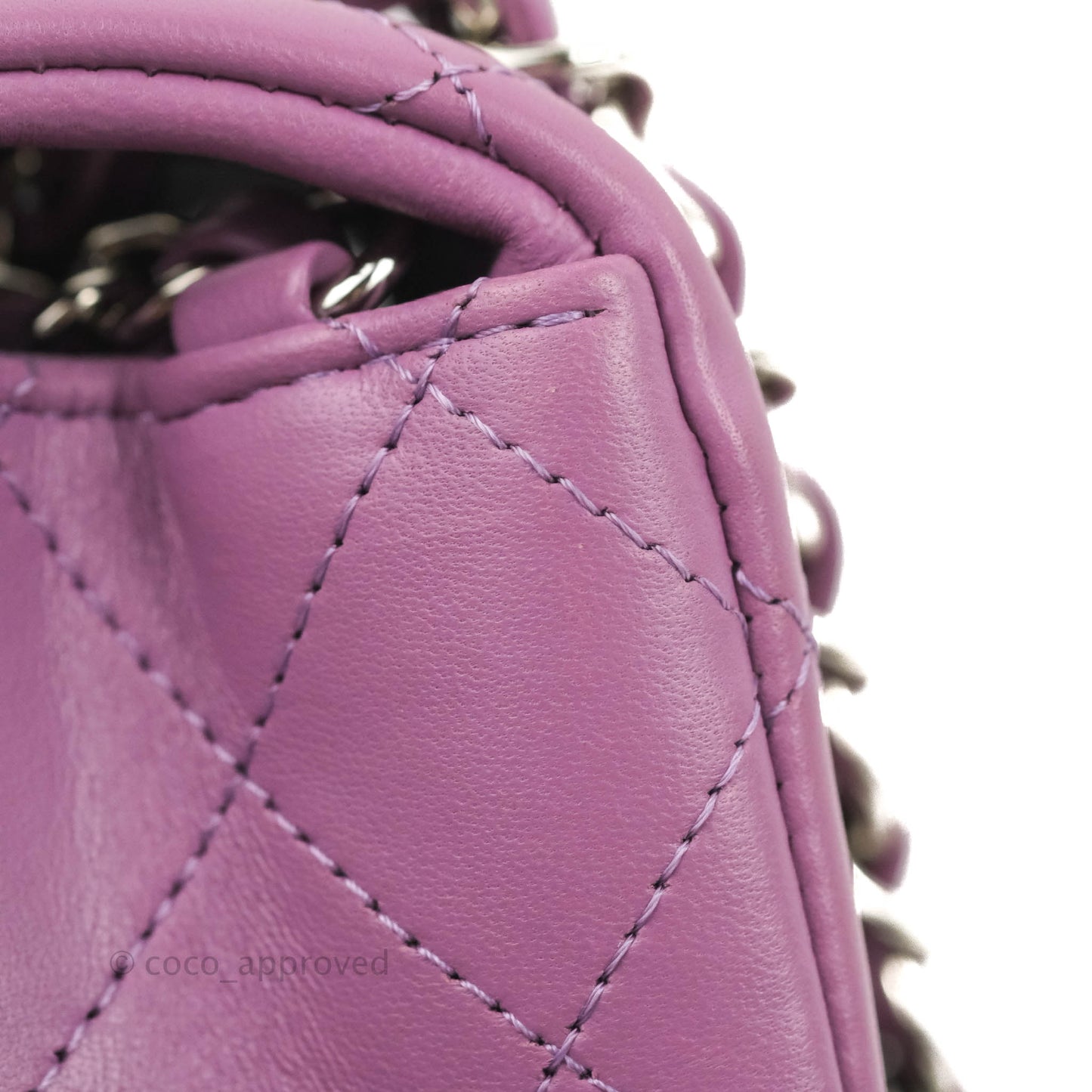 Chanel Quilted Mini Rectangular Flap Purple Lambskin Silver Hardware