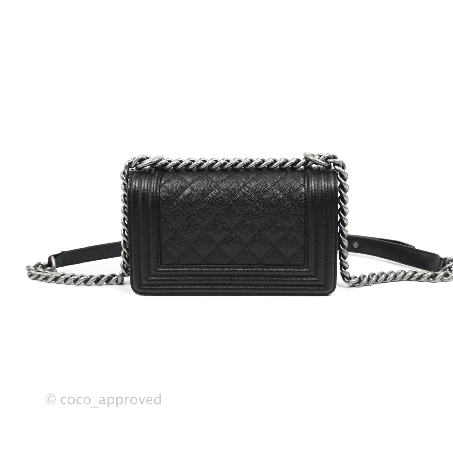 Chanel Small Quilted Boy Bag Black Caviar Ruthenium Hardware