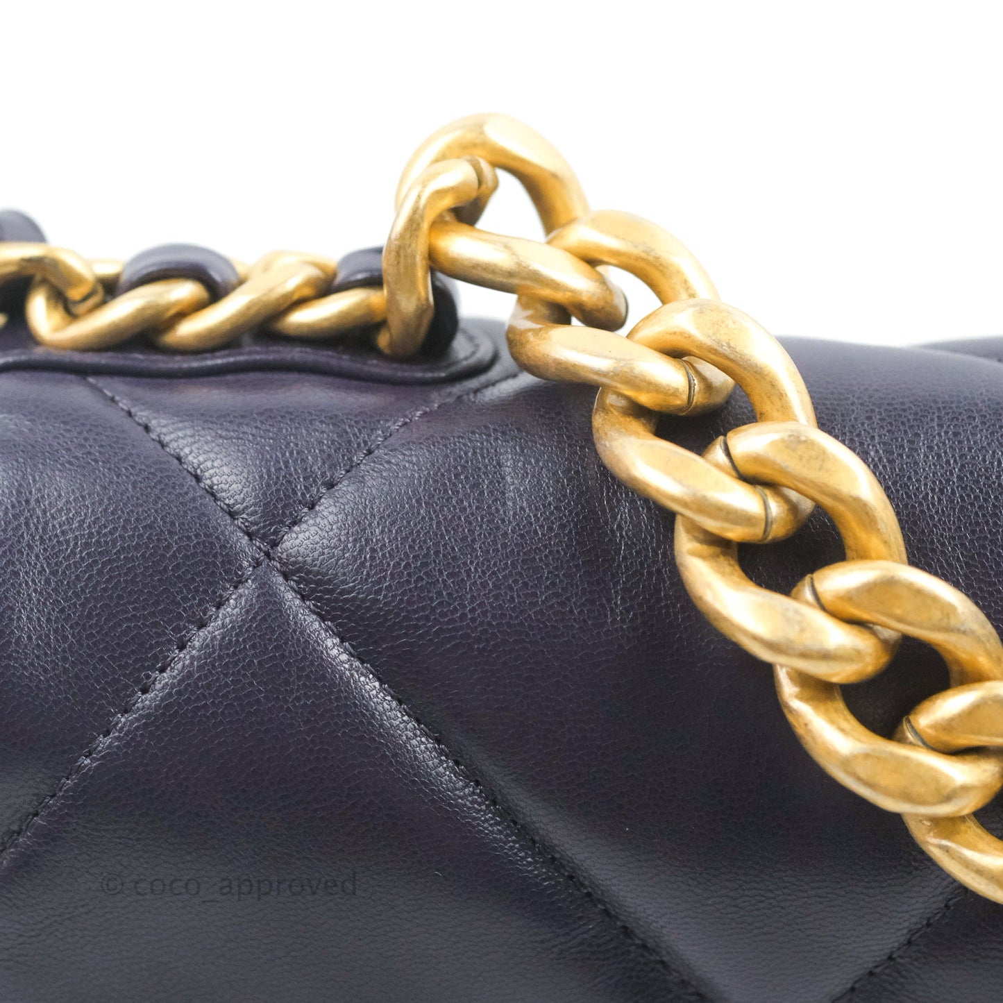 Chanel 19 Medium Dark Purple Mixed Hardware