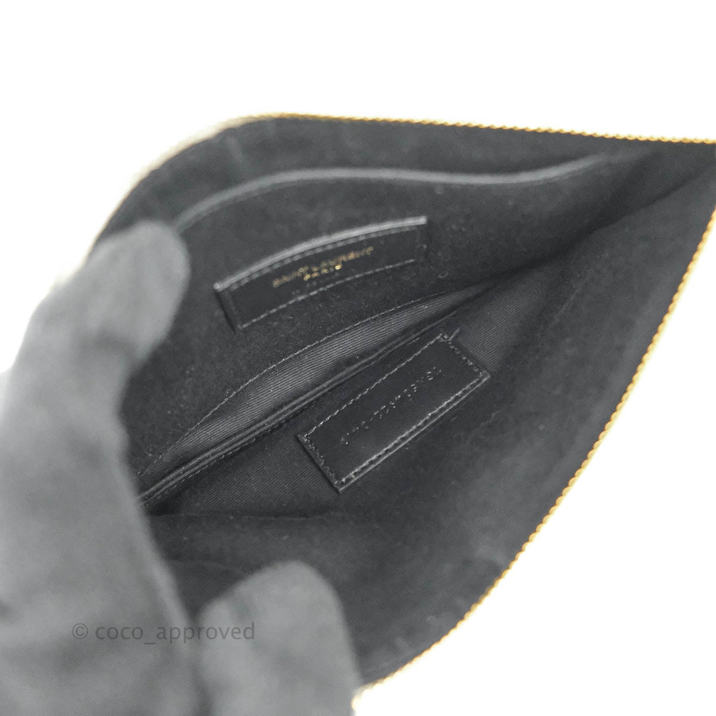 Saint Laurent Envelope Zip Pouch Ivory Caviar Gold Hardware