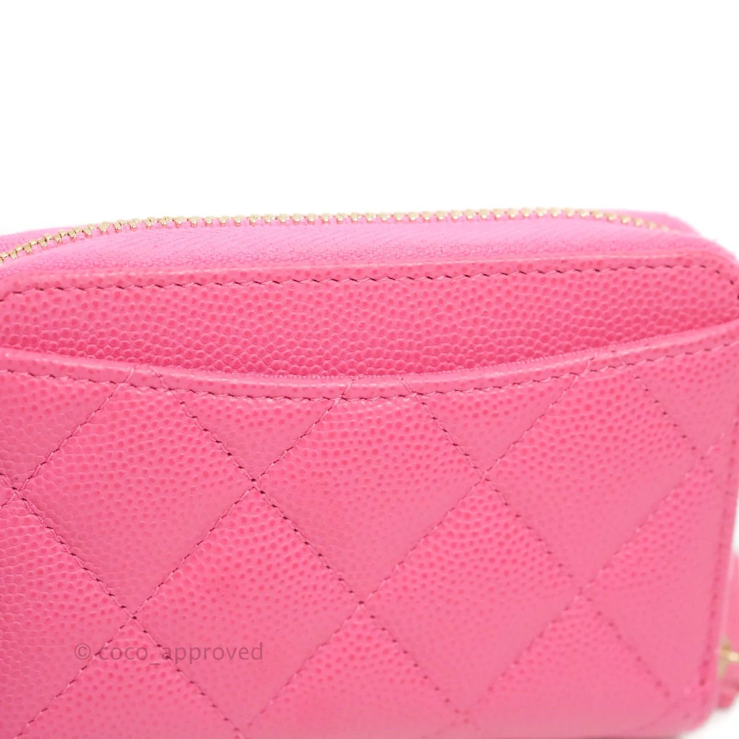 Chanel Classic Zipped Coin Purse Pink Caviar Gold Hardware
