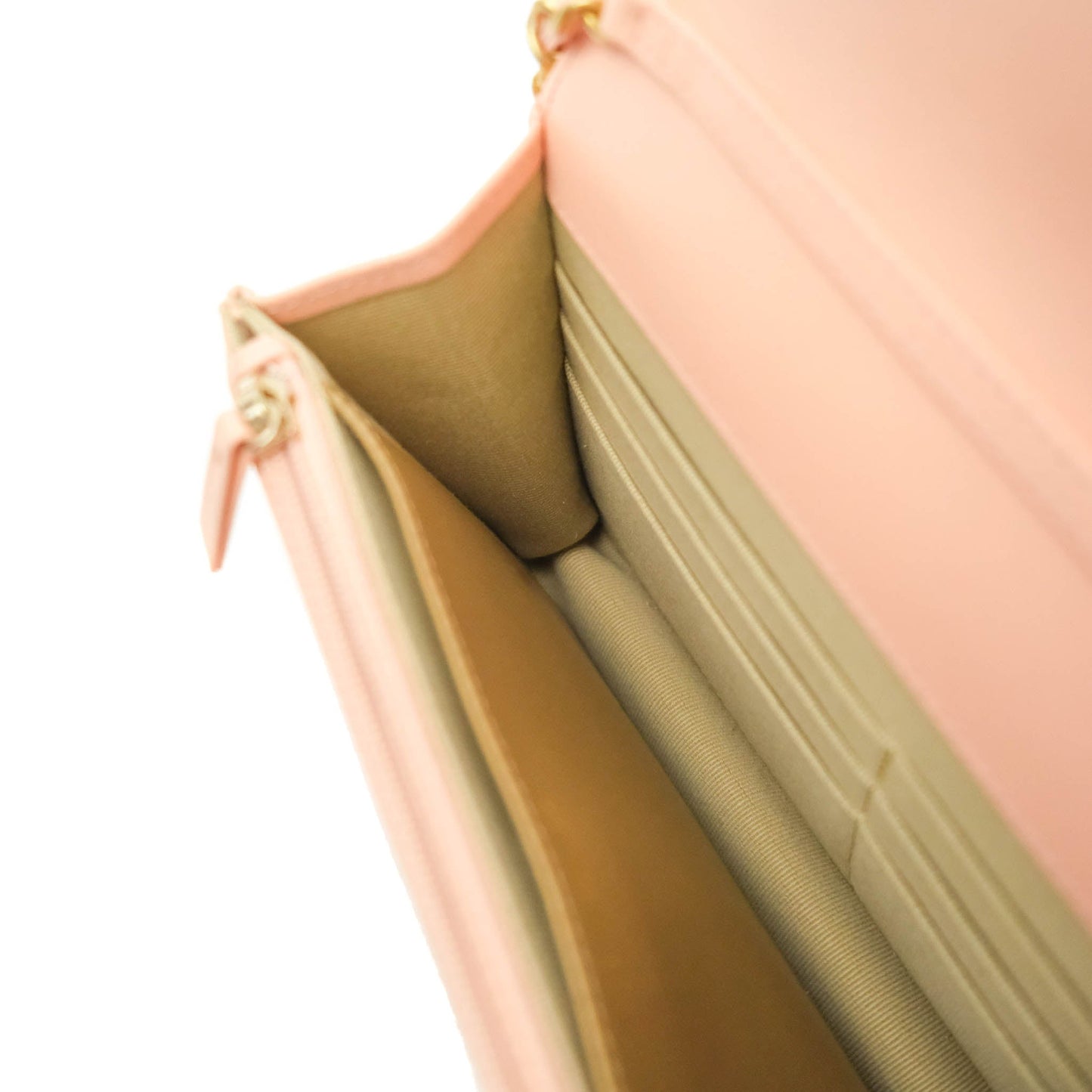 Chanel Quilted Pearl Crush Wallet on Chain WOC Light Pink Lambskin Aged Gold Hardware