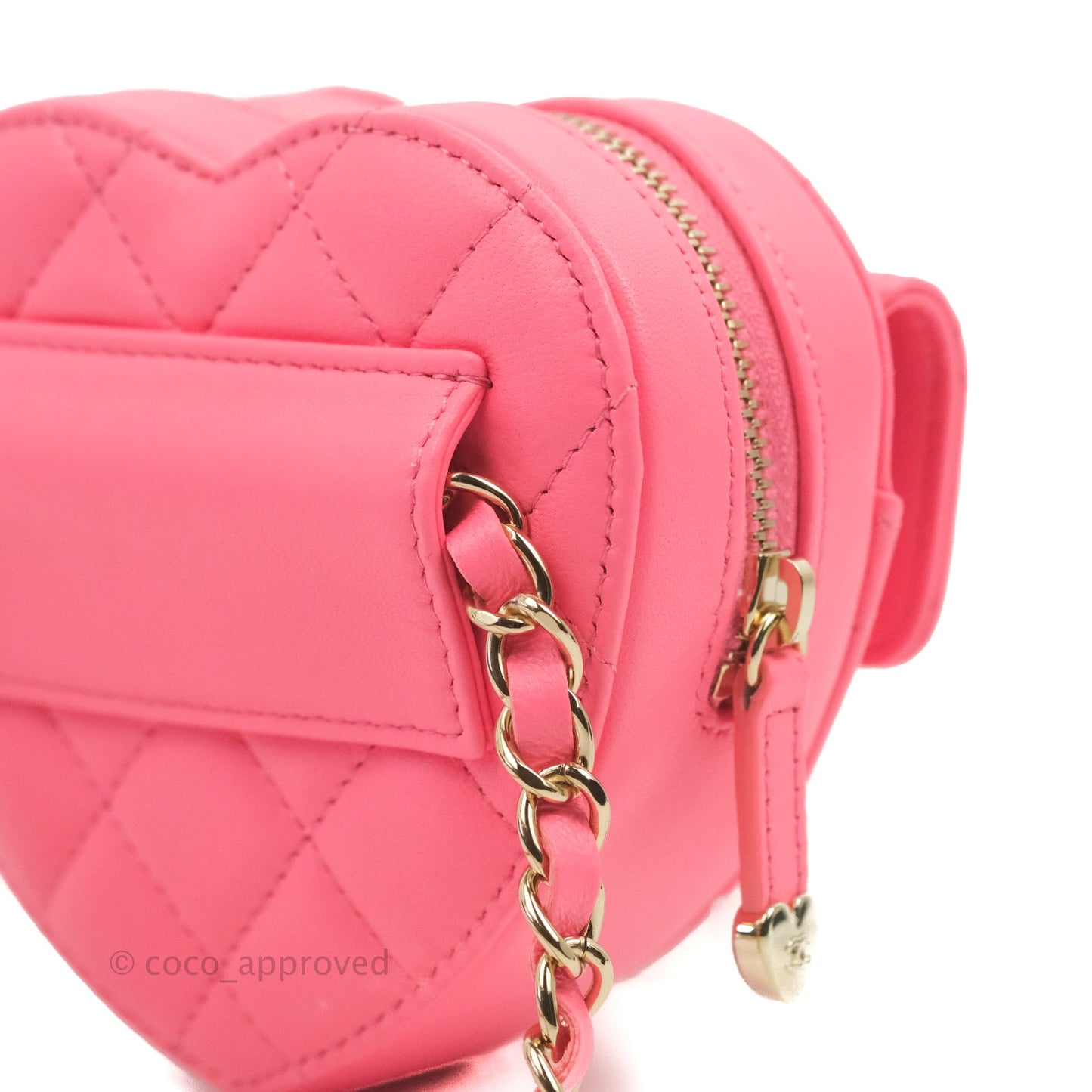 Chanel Mini Heart Belt Bag Pink Lambskin Gold Hardware 22S