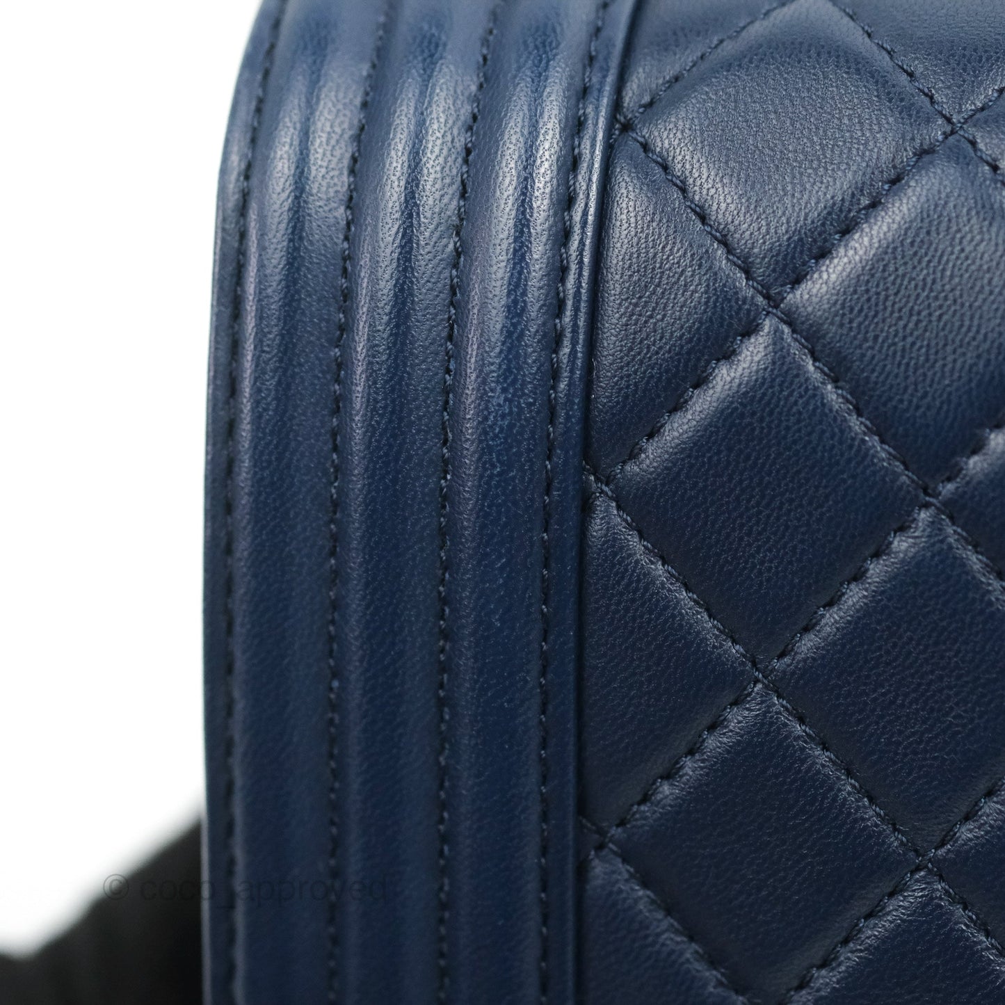 Chanel Quilted Medium Boy Navy Lambskin Aged Gold Hardware