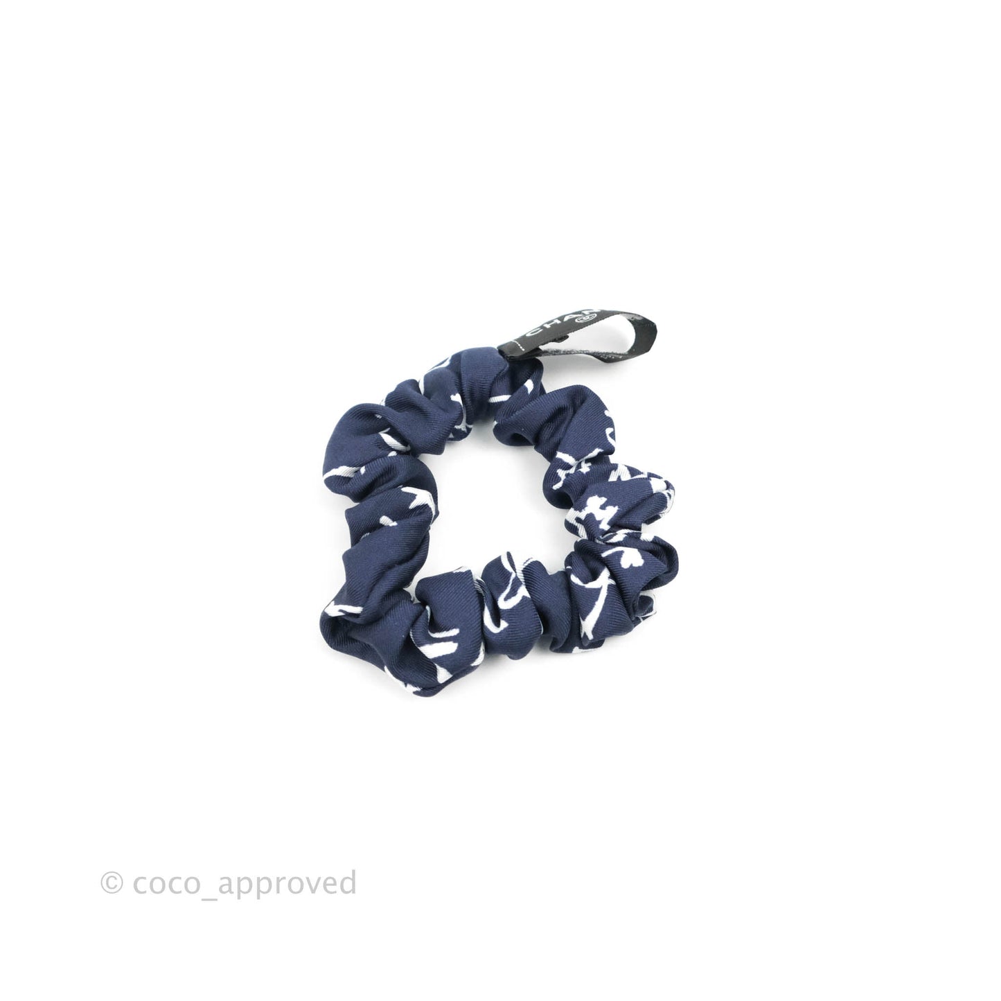 Chanel Blue Silk Scarf Scrunchies Hair Accessory