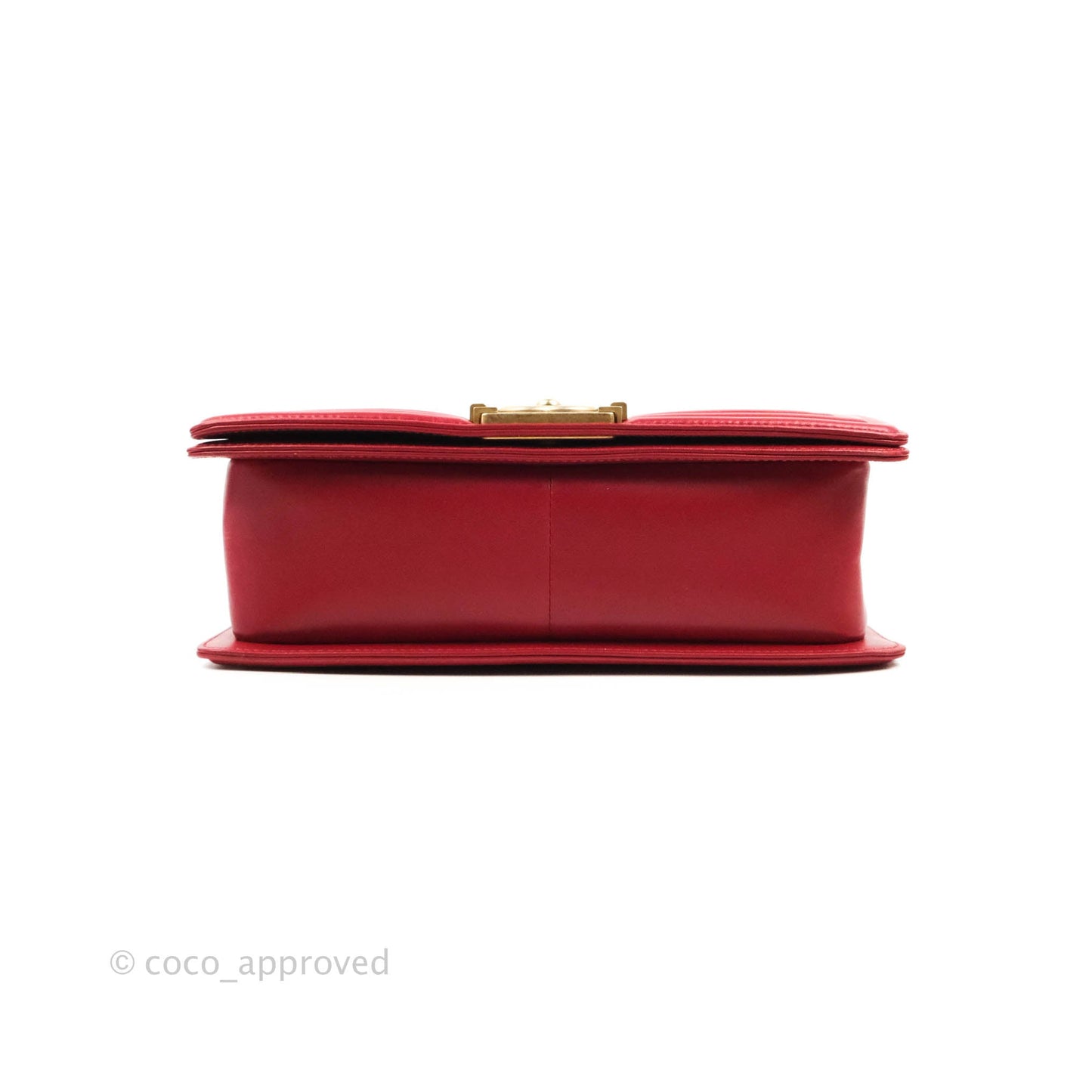 Chanel Quilted Medium Boy Red Lambskin Aged Gold Hardware