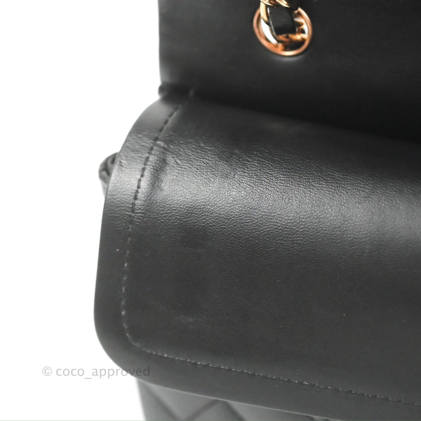 Chanel Classic M/L Medium Flap Black Lambskin Rose Pink-Gold Hardware