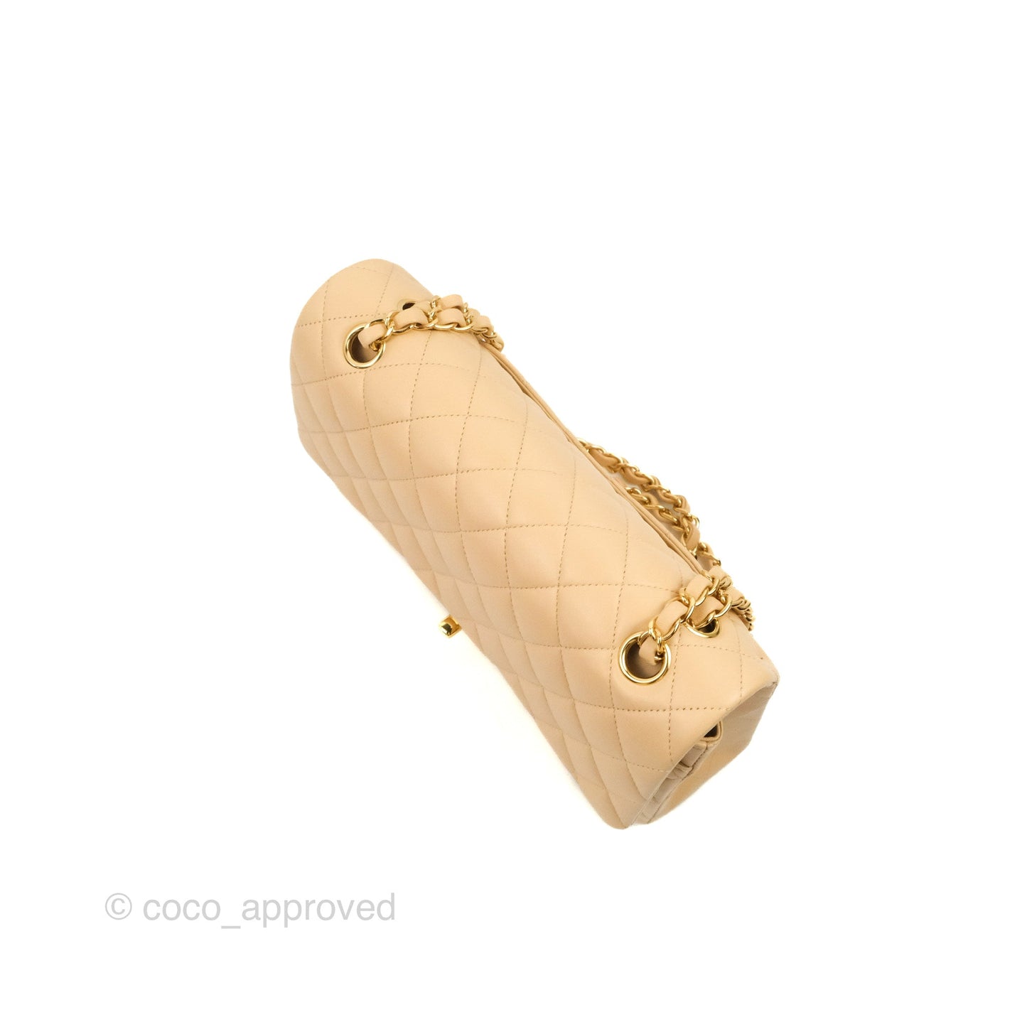 Chanel Classic M/L Medium Flap Quilted Beige Lambskin Gold Hardware
