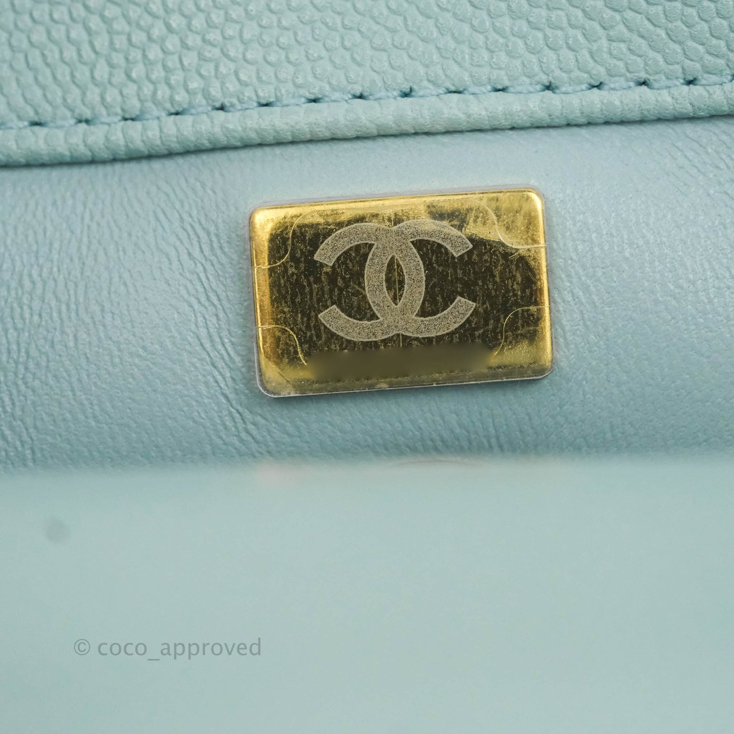 Chanel Small Coco Handle Quilted Light Blue Caviar Gold Hardware