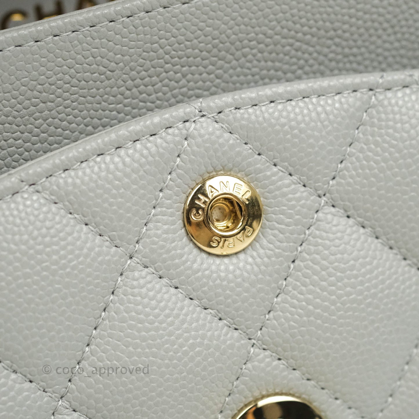 Chanel Small Classic Quilted Flap Grey Caviar Gold Hardware 21A