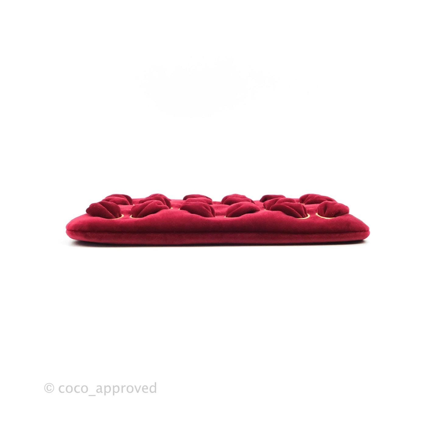 Chanel Red Velvet Pouch Gold Hardware
