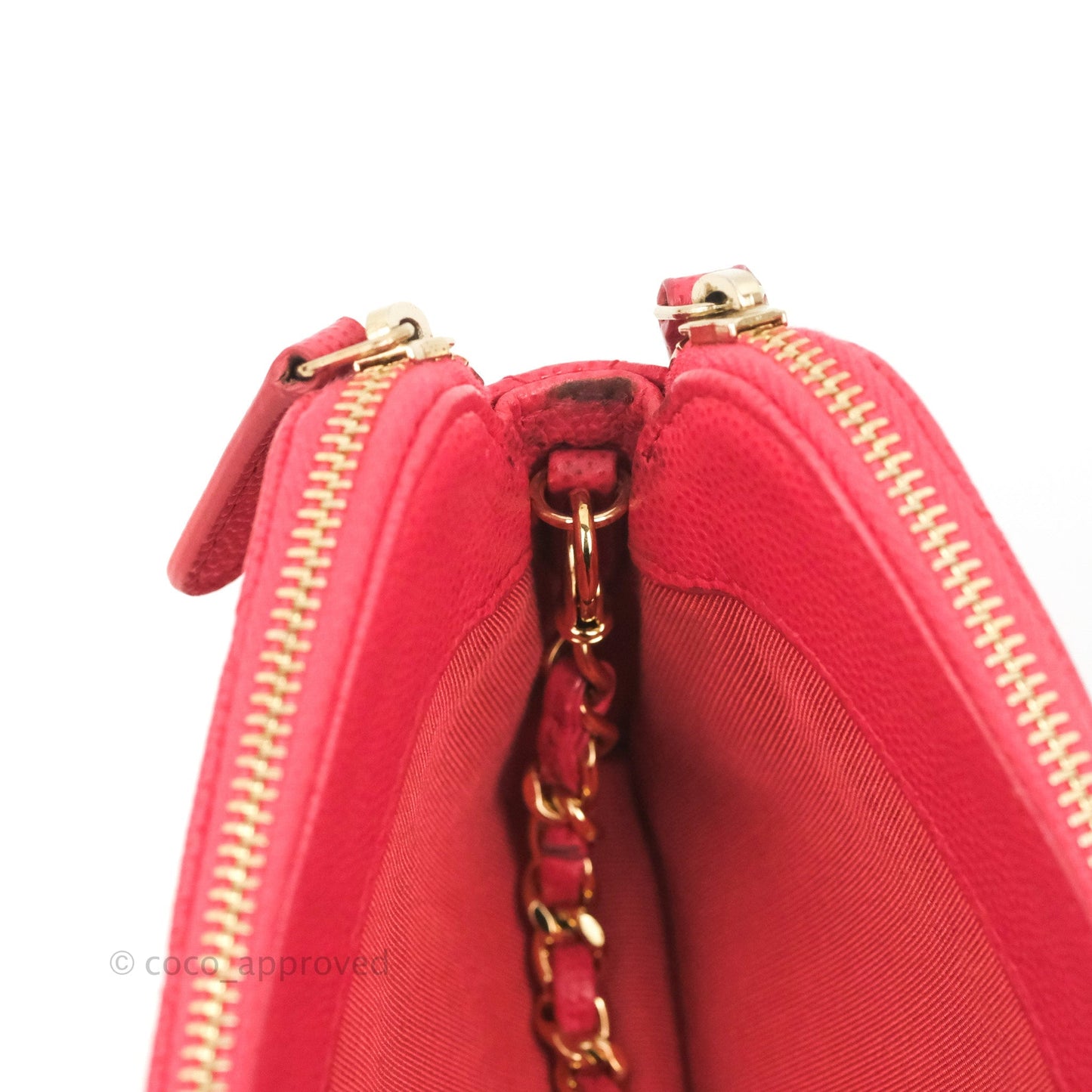 Chanel Quilted Clutch With Chain Pink Caviar Gold Hardware