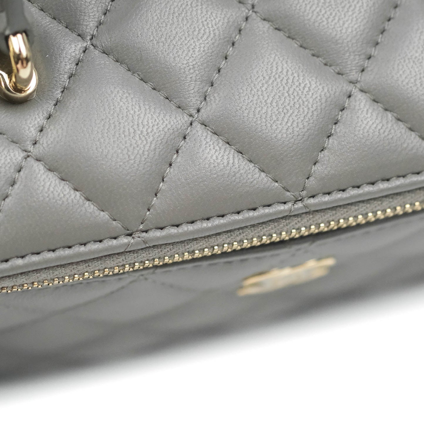 Chanel Vanity Rectangular Top Handle Grey Lambskin Gold Hardware