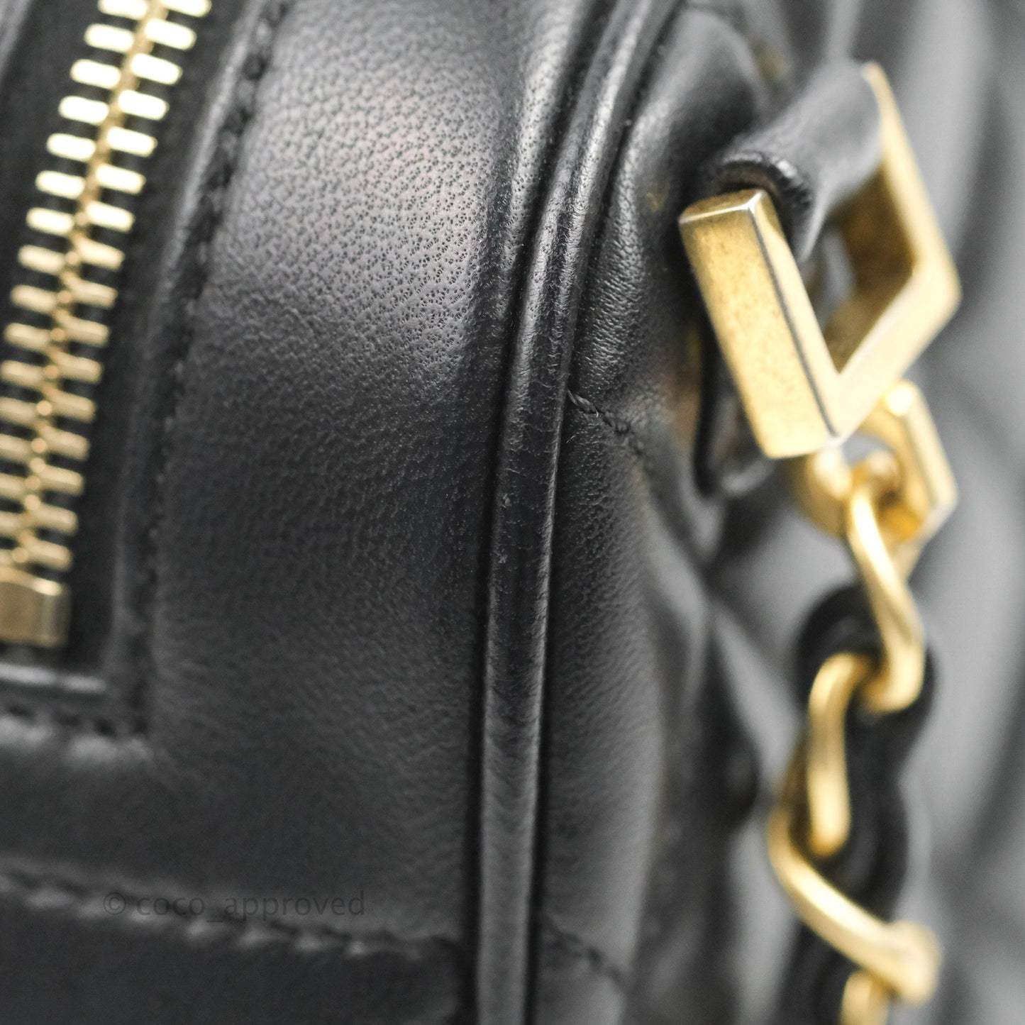 Chanel Quilted Camera Case Bag Black Lambskin Aged Gold Hardware