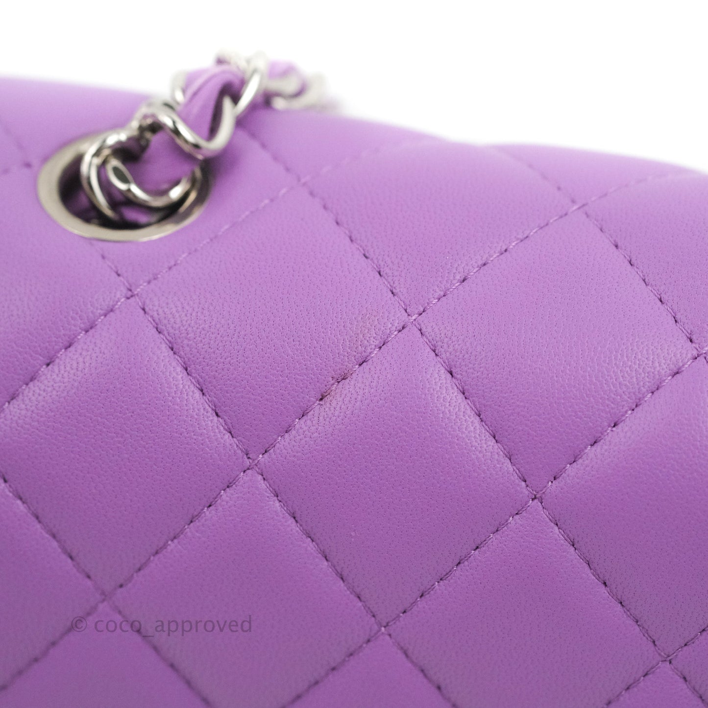 Chanel Quilted Mini Rectangular Flap Purple Lambskin Silver Hardware
