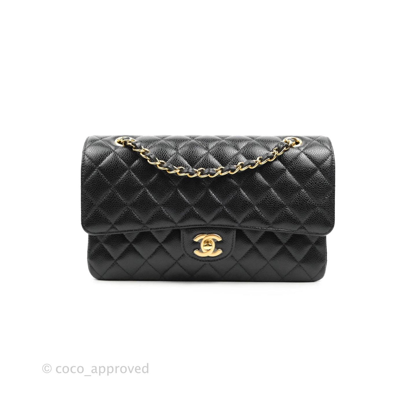 Chanel Medium Classic Quilted Flap Black Caviar Gold Hardware