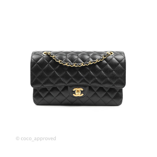 Chanel Medium Classic Quilted Flap Black Caviar Gold Hardware