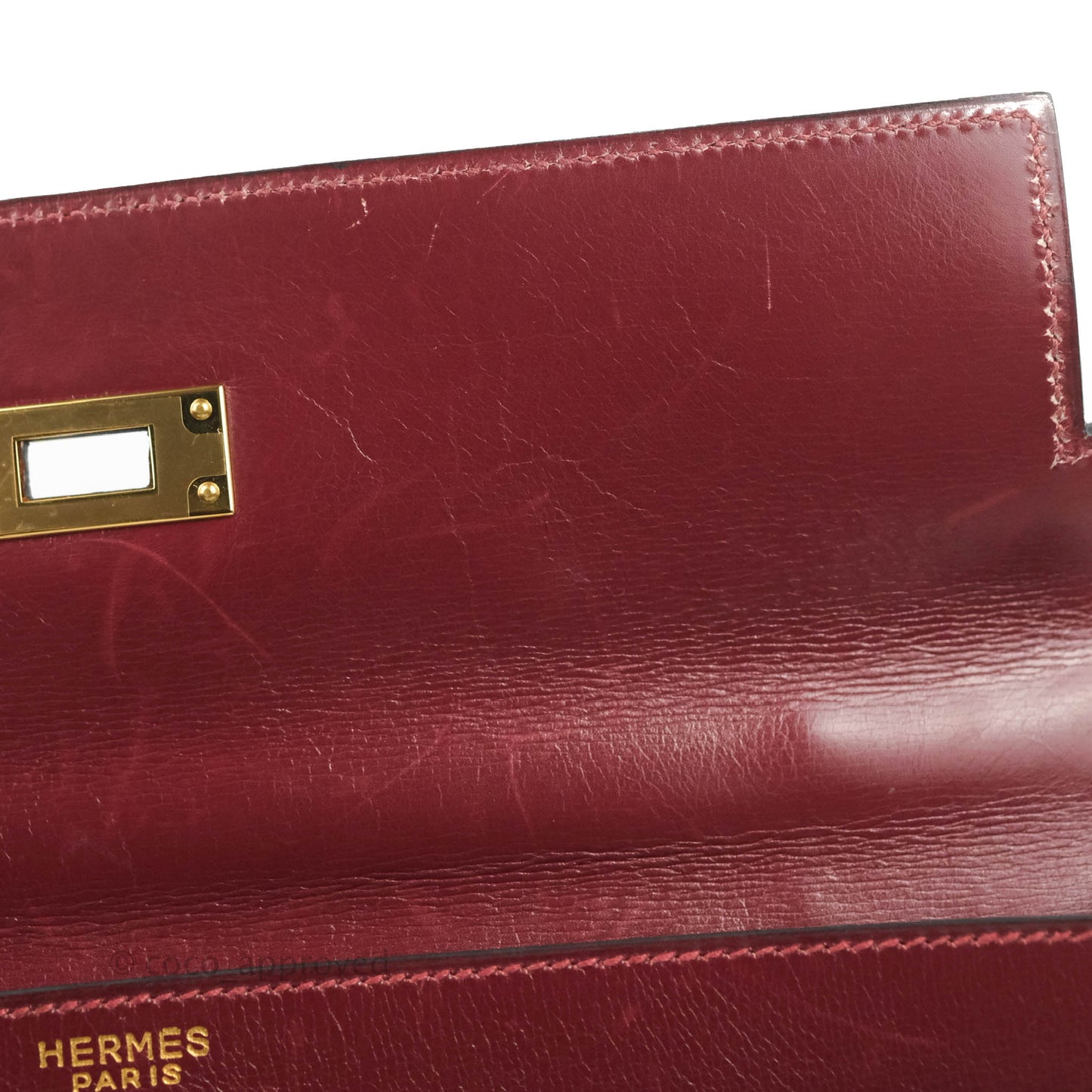 Hermès Vintage Kelly Retourne 32 Dark Red Gold Hardware