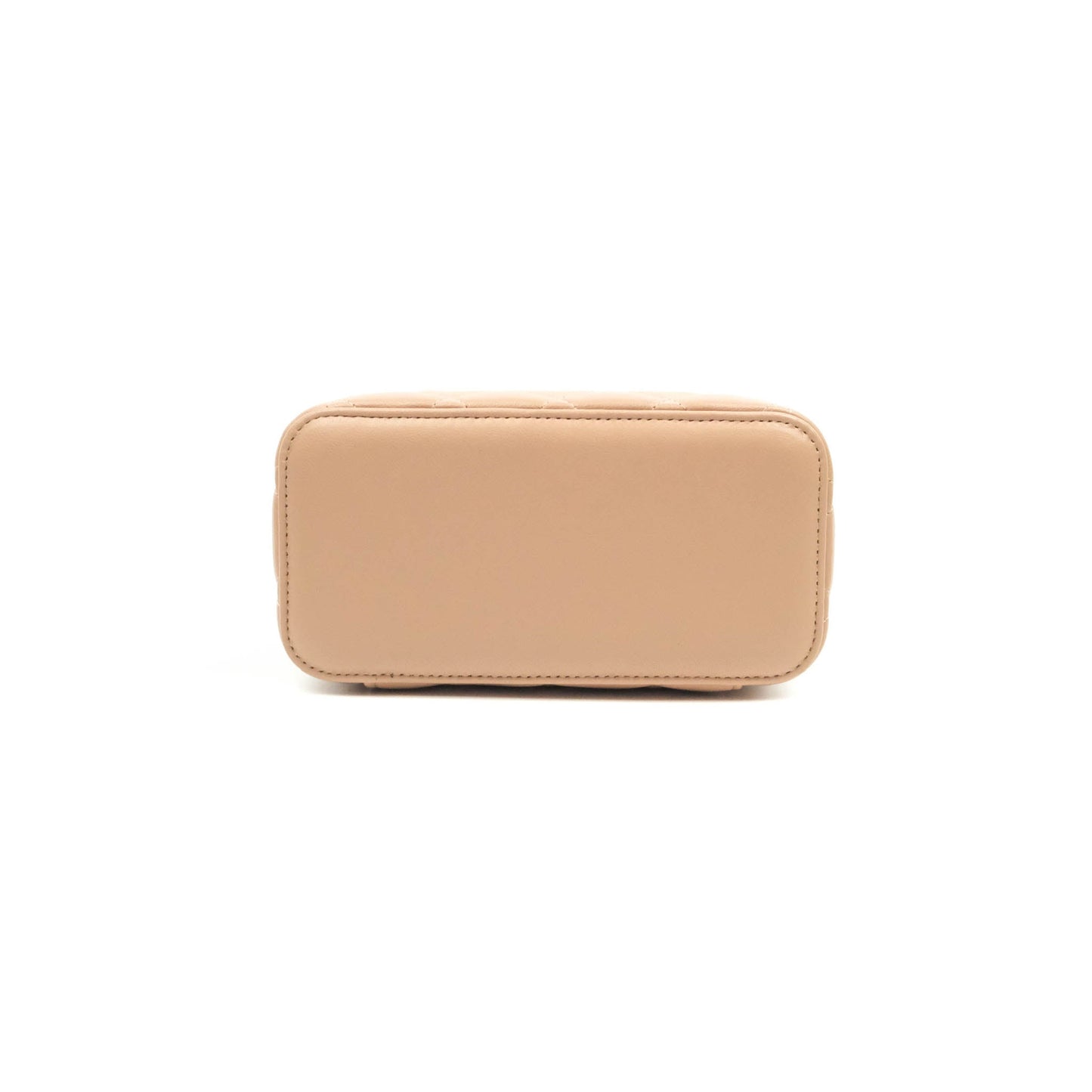 Chanel Classic Vanity Rectangular Top Handle With Chain Beige Lambskin Aged Gold Hardware