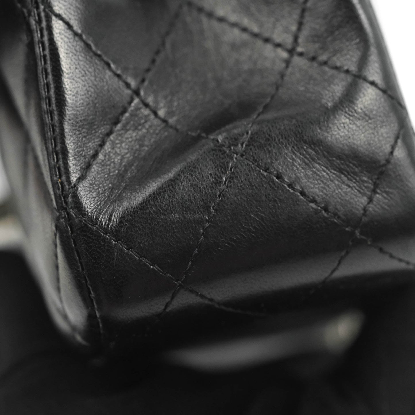 Chanel Classic M/L Medium Flap Quilted Black Lambskin Silver Hardware