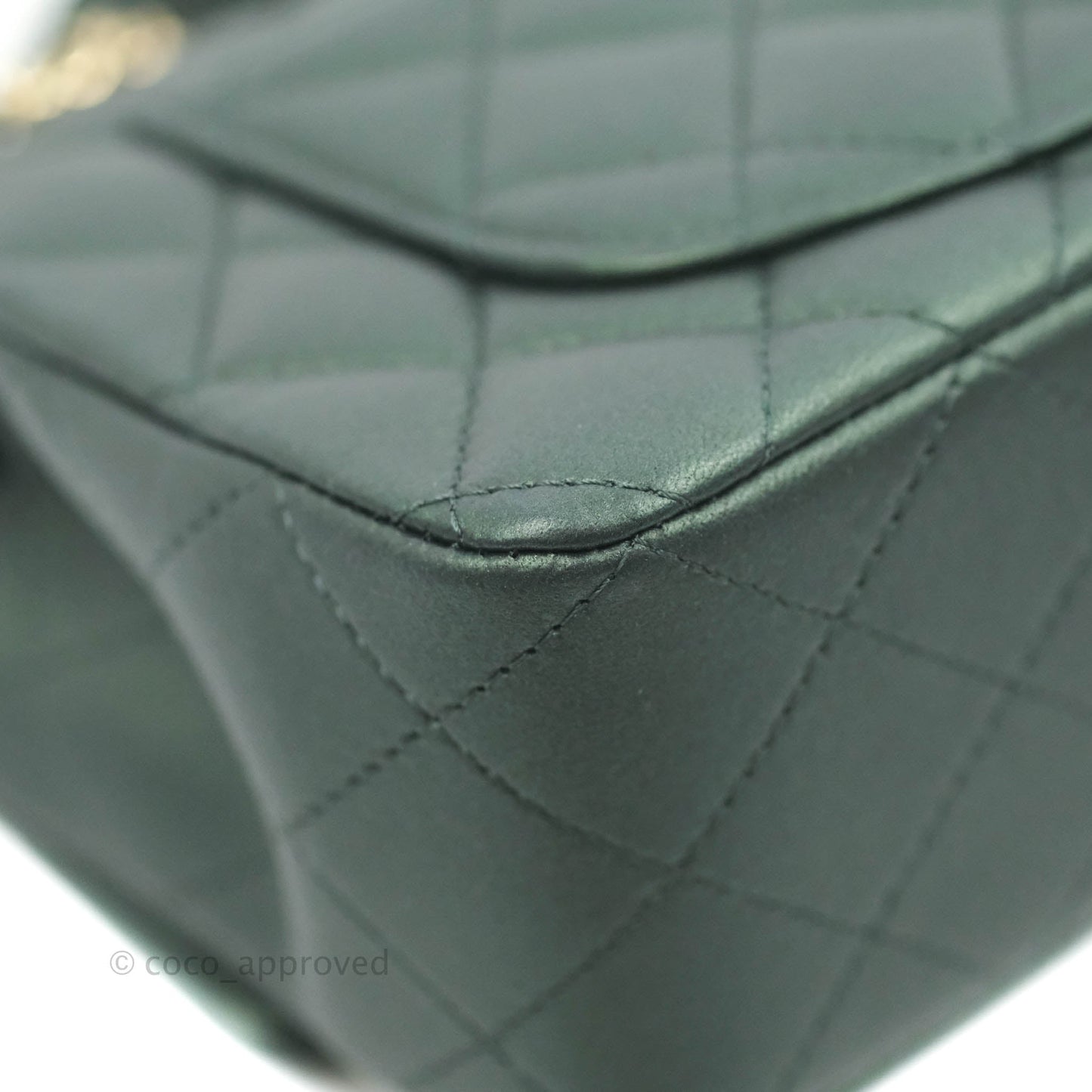 Chanel Top Handle Mini Rectangular Flap Bag Iridescent Green Lambskin Gold Hardware 22A