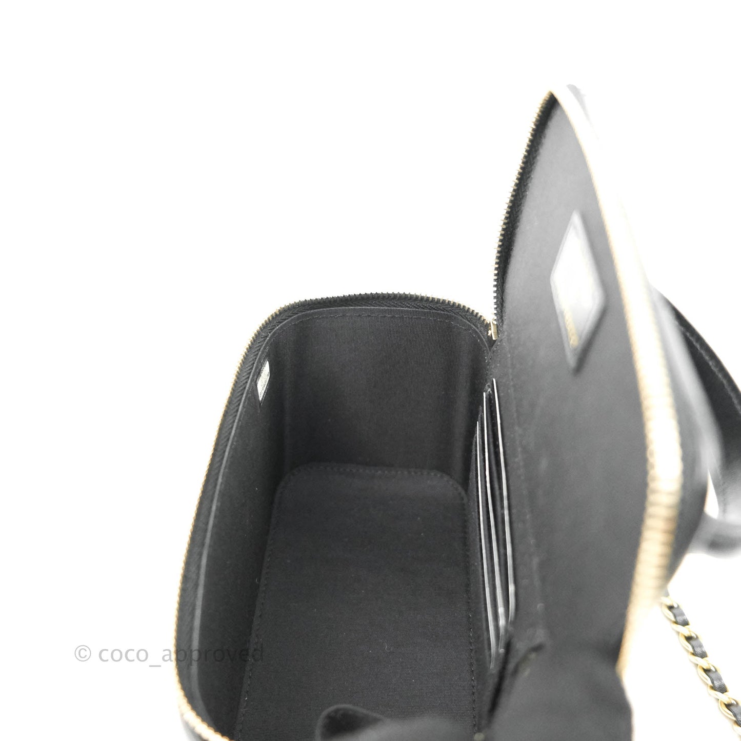 Chanel Vanity Rectangular Top Handle Black Lambskin Gold Hardware