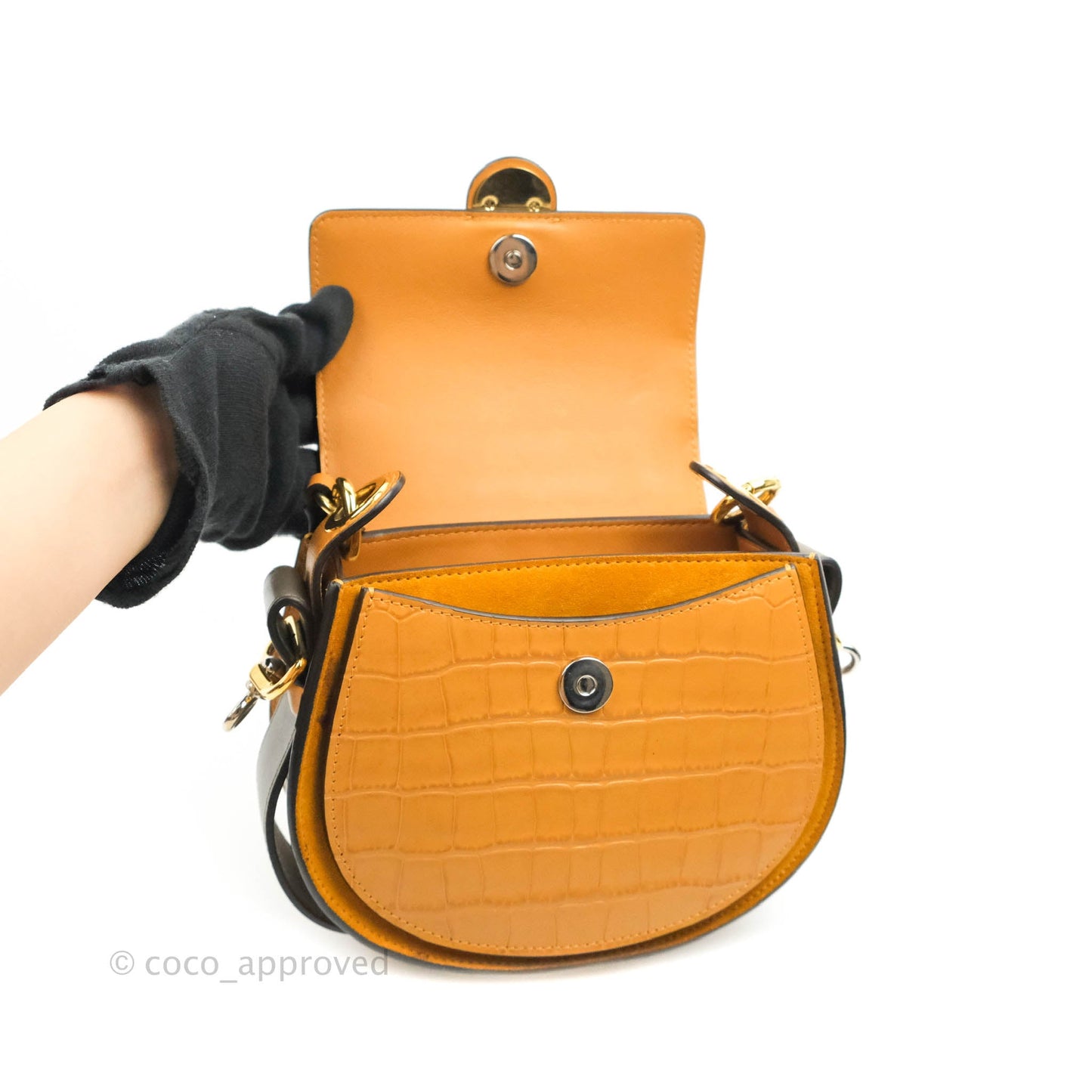 Chloe Small Croc-Embossed Tess Brown Bag