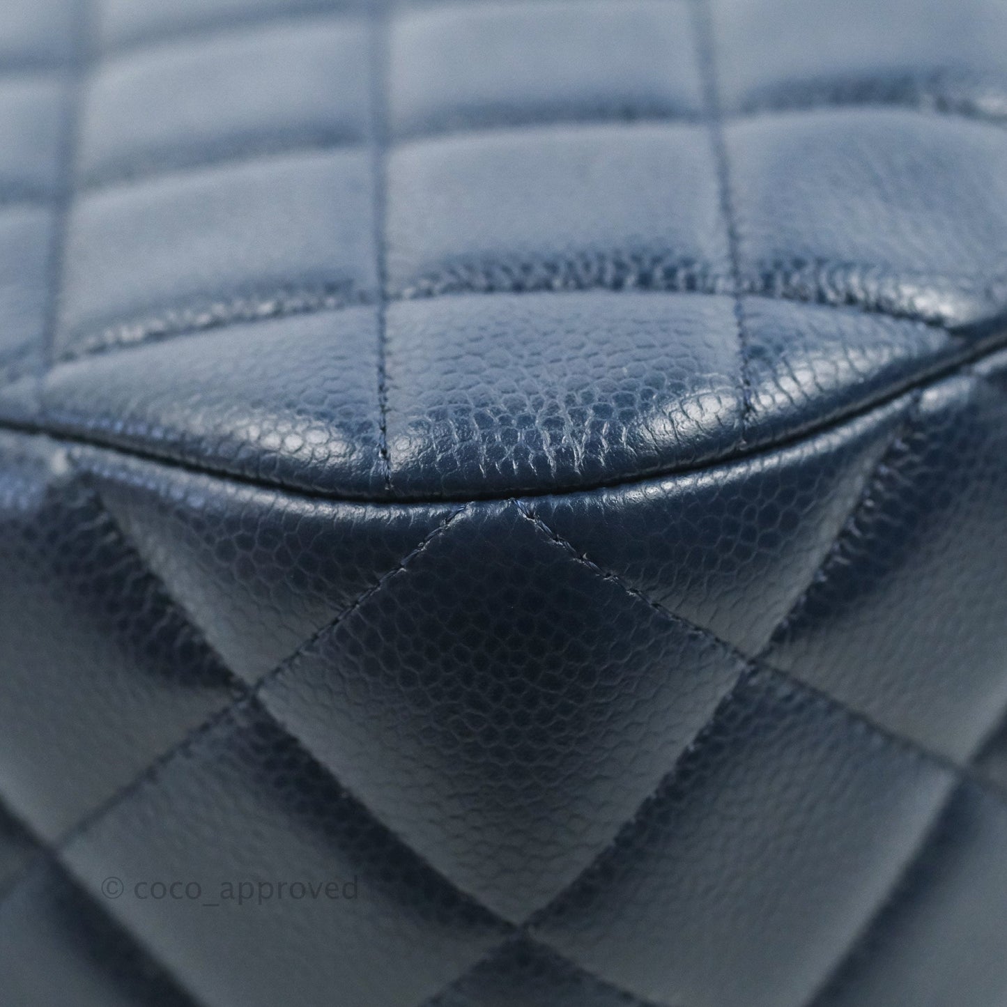Chanel Quilted Large Classic Camera Bag Navy Caviar Silver Hardware