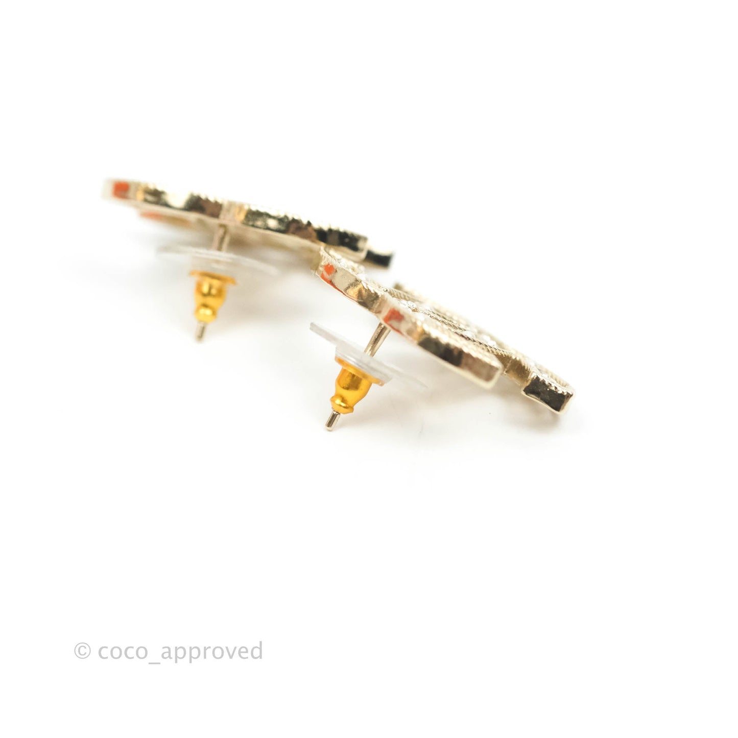 Chanel Crystal CC Earrings Gold Tone 19S