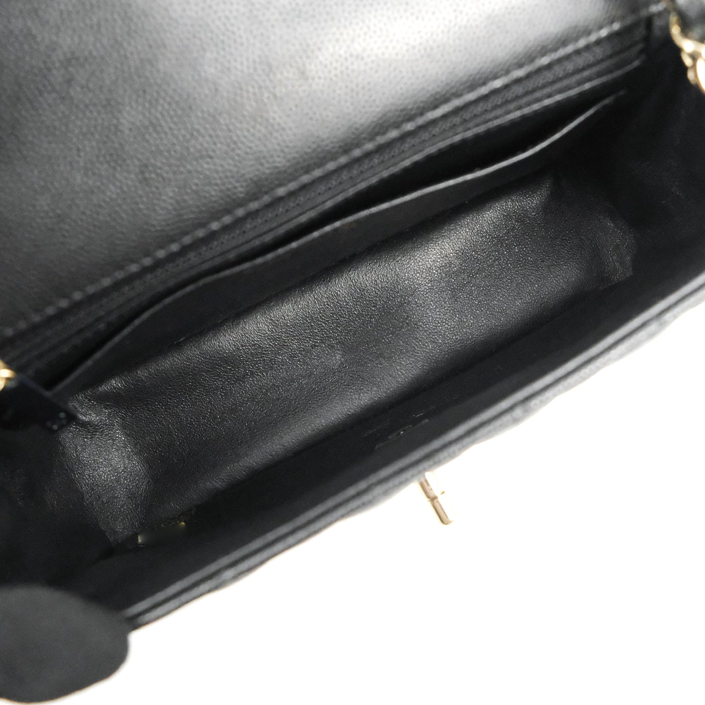 Chanel Quilted Mini Rectangular Flap Black Caviar Light Gold Hardware 17C