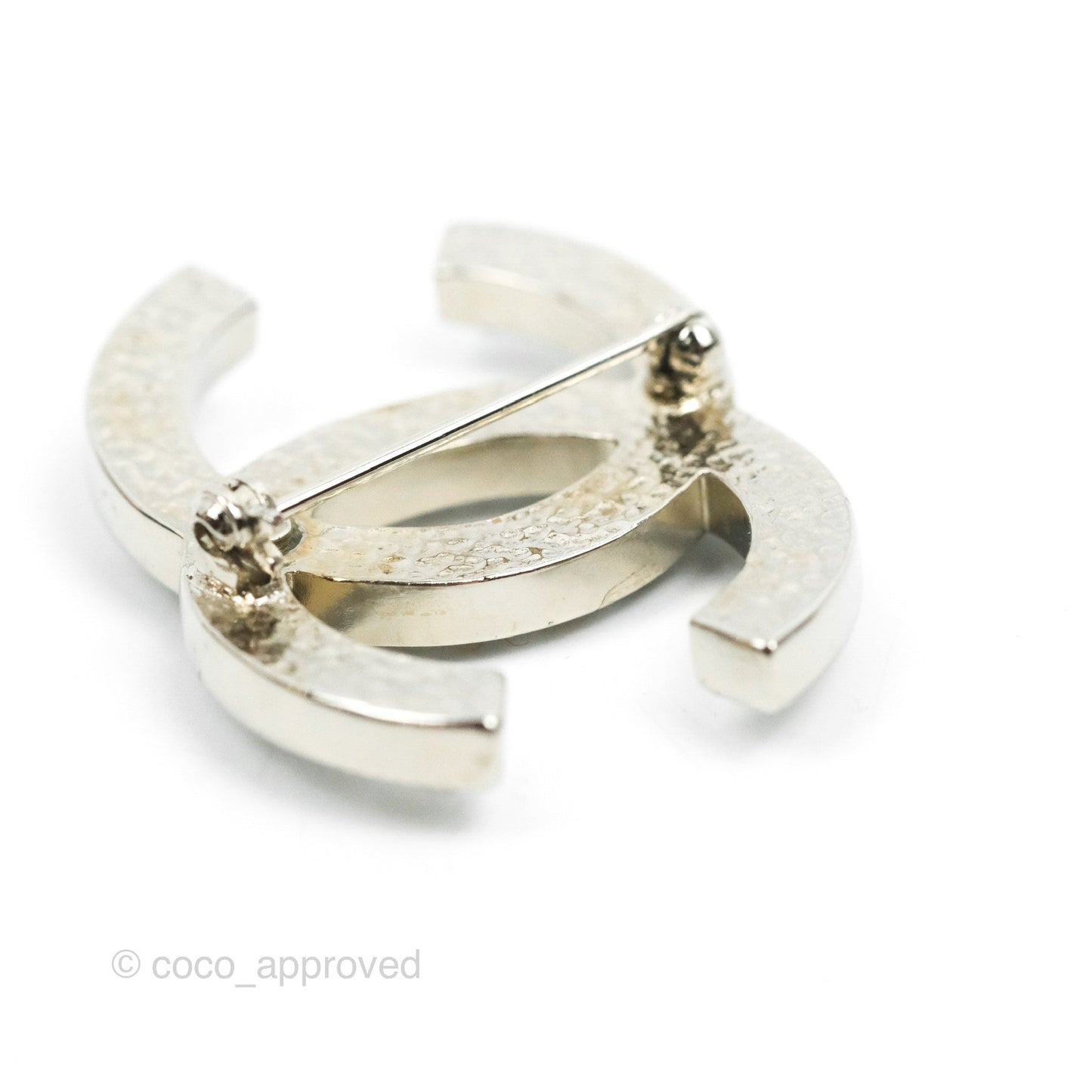 Chanel CC Pearl Brooch Silver Tone 13V