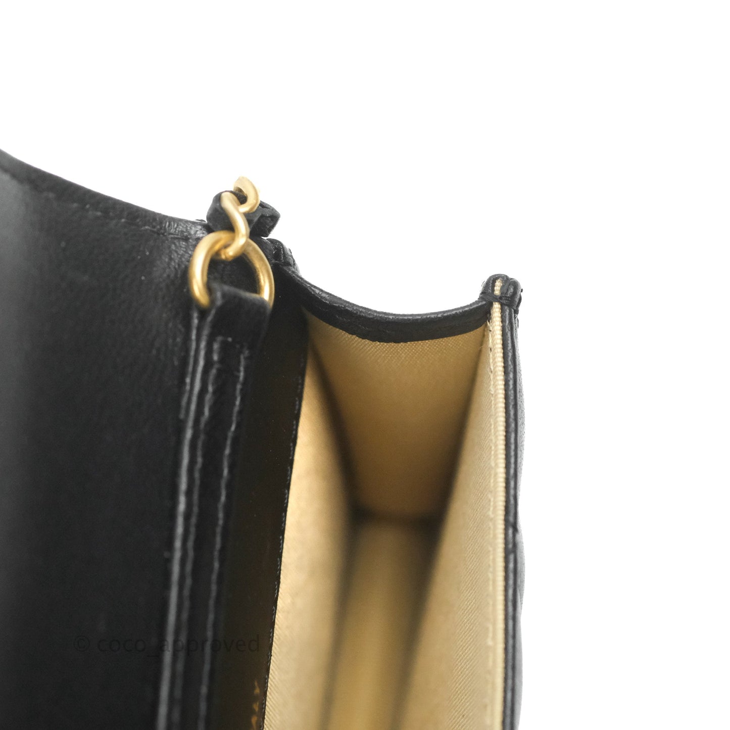 Chanel Pearl Crush Card Holder Black Lambskin Aged Gold Hardware