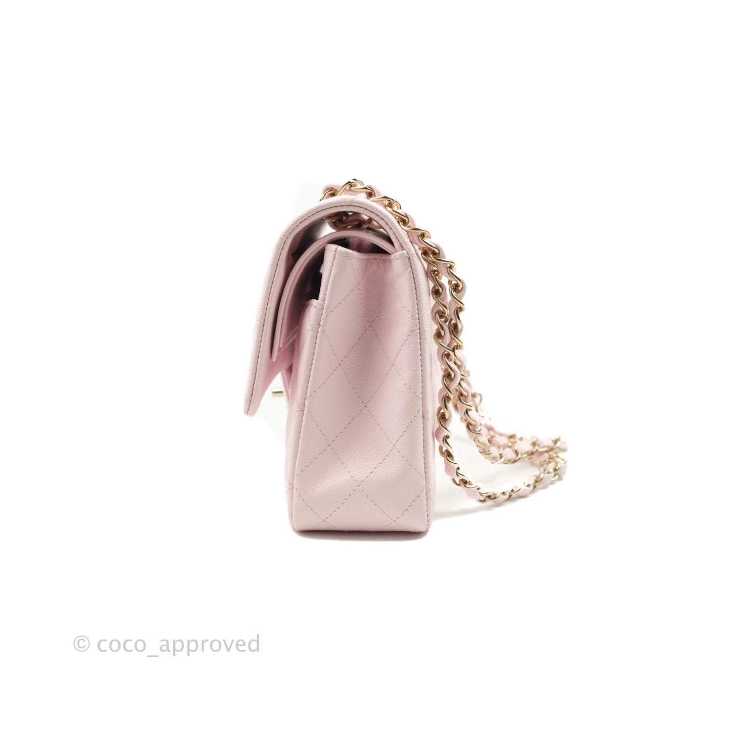 Chanel Classic M/L Medium Flap Quilted Pink Caviar Gold Hardware 22P