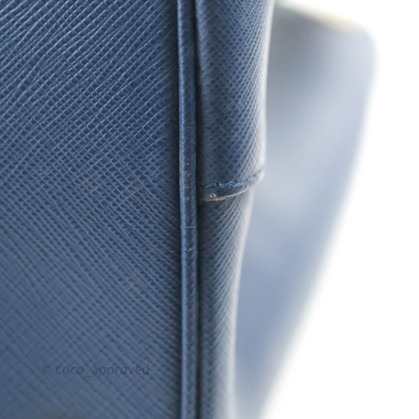 Prada Double Zip Lux Saffiano Dark Blue Large Tote Bag