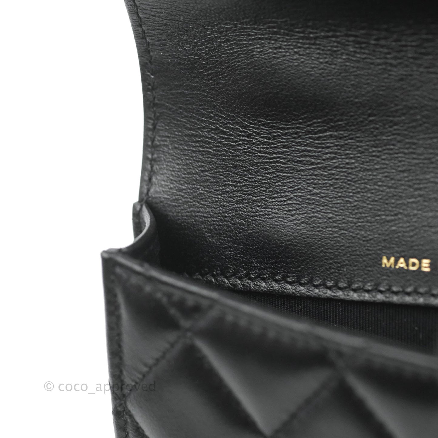 Chanel Flap Coin Purse With Chain Black Lambskin Aged Gold Hardware