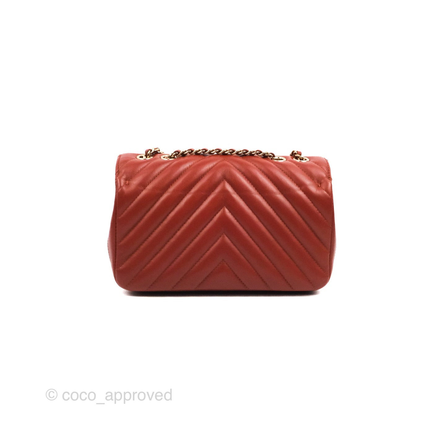 Chanel Small Statement Chevron Flap Bag Red Calfskin Gold Hardware