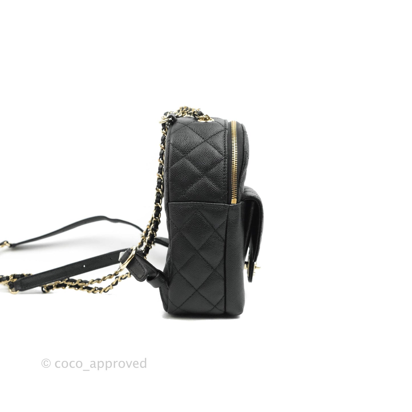 Chanel Quilted Small CC Day Backpack Black Caviar Gold Hardware