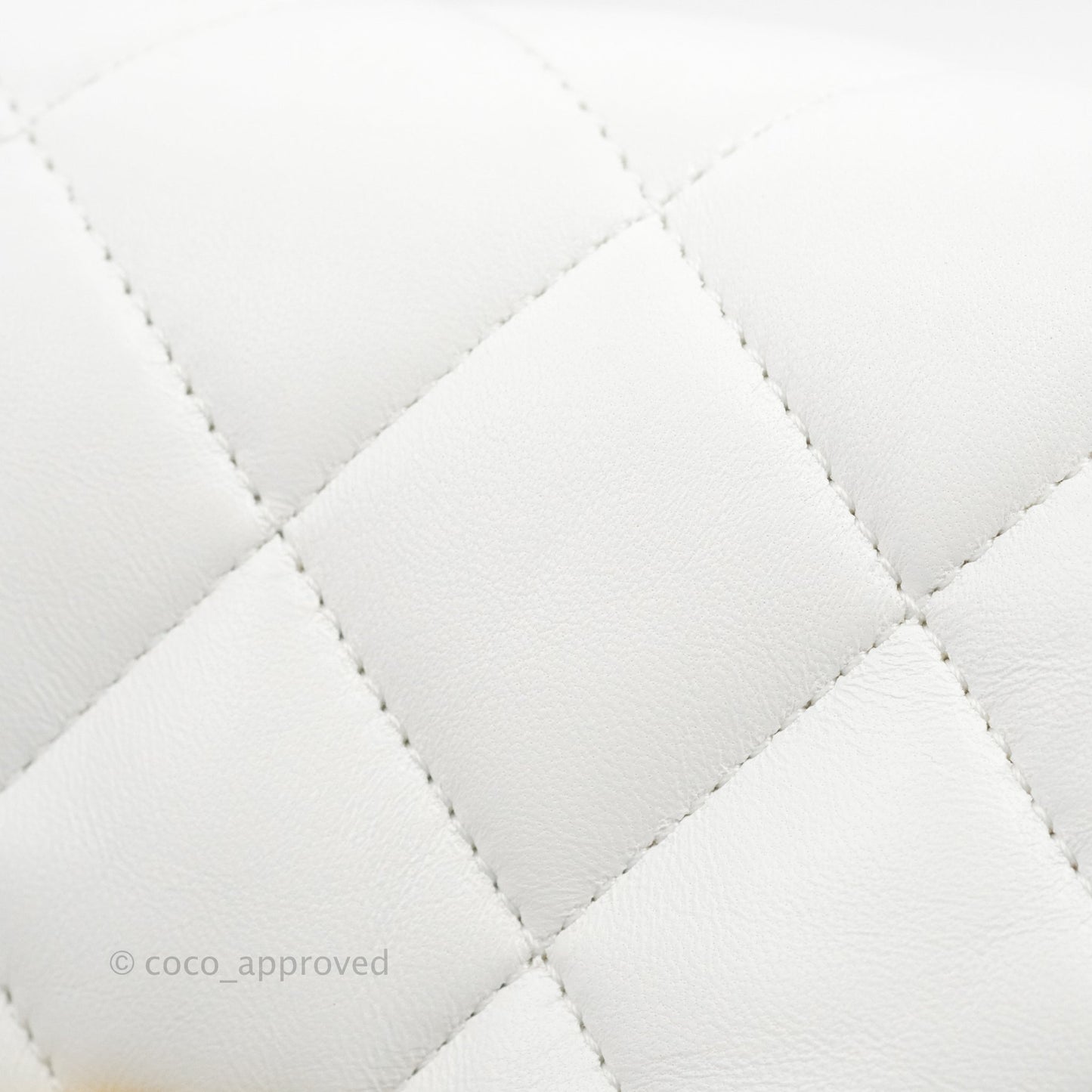 Chanel Small Flap Bag White Lambskin Aged Gold and Lacquered Metal 22S