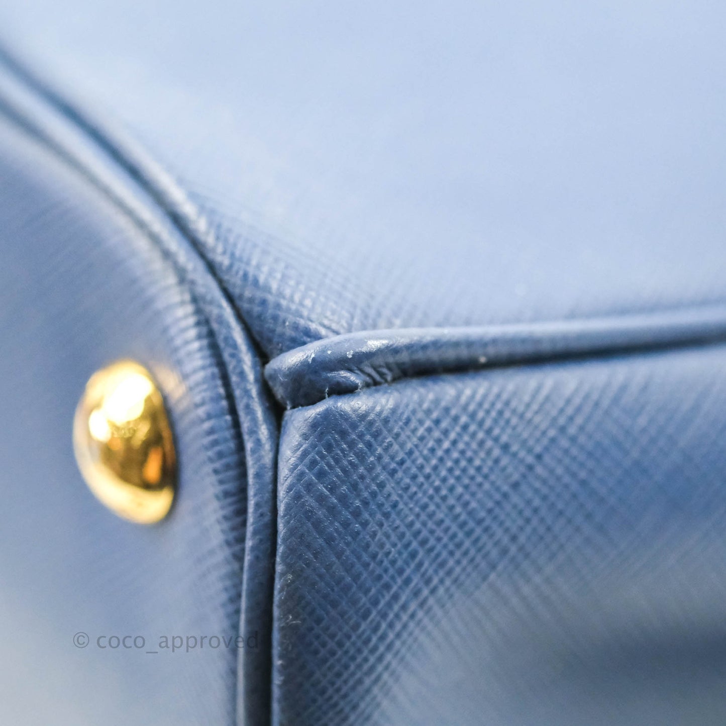 Prada Double Zip Lux Saffiano Dark Blue Large Tote Bag