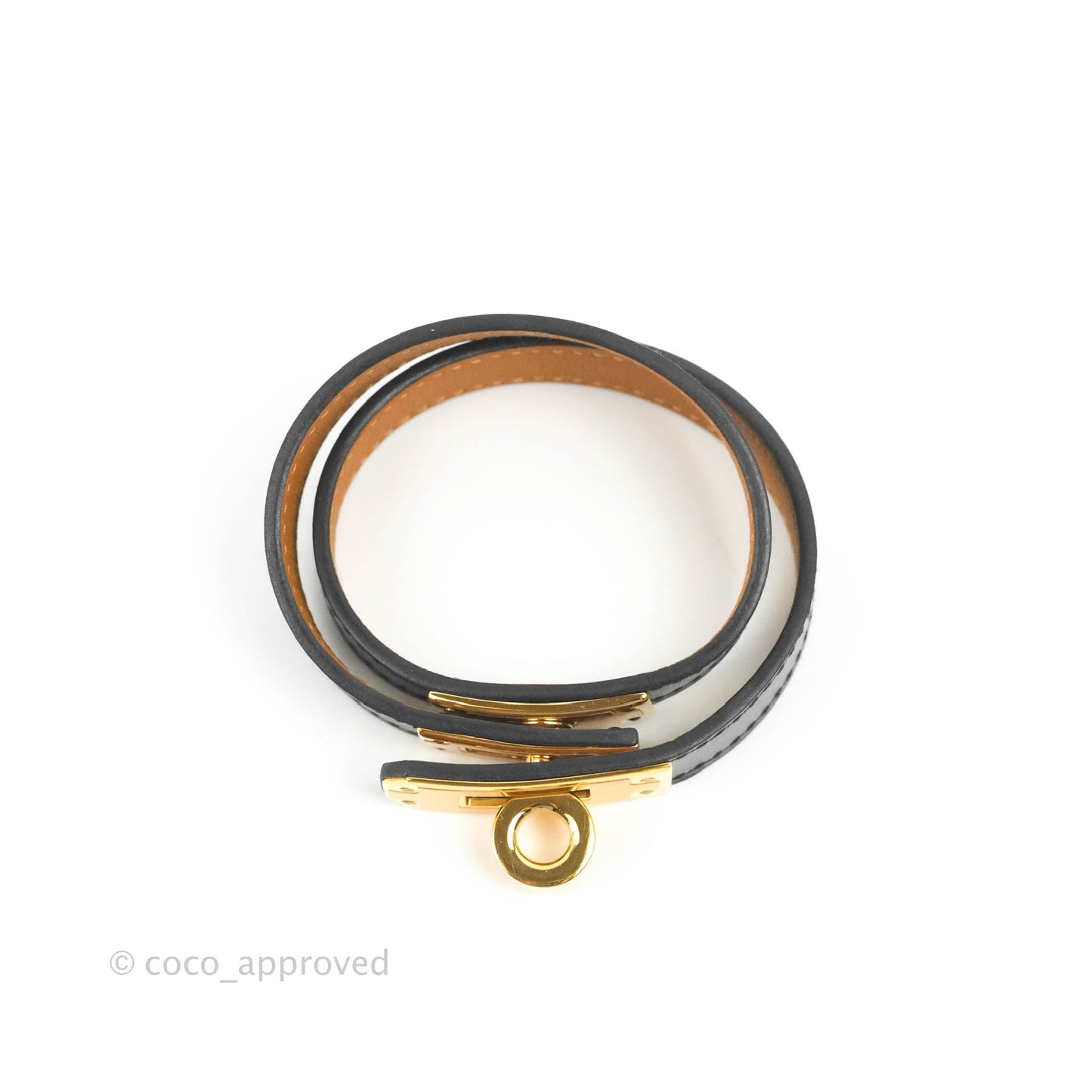 Hermès Kelly Double Tour Swift Bracelet in Black Gold Hardware