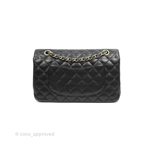 Chanel Classic M/L Medium Flap Quilted Black Caviar Gold Hardware