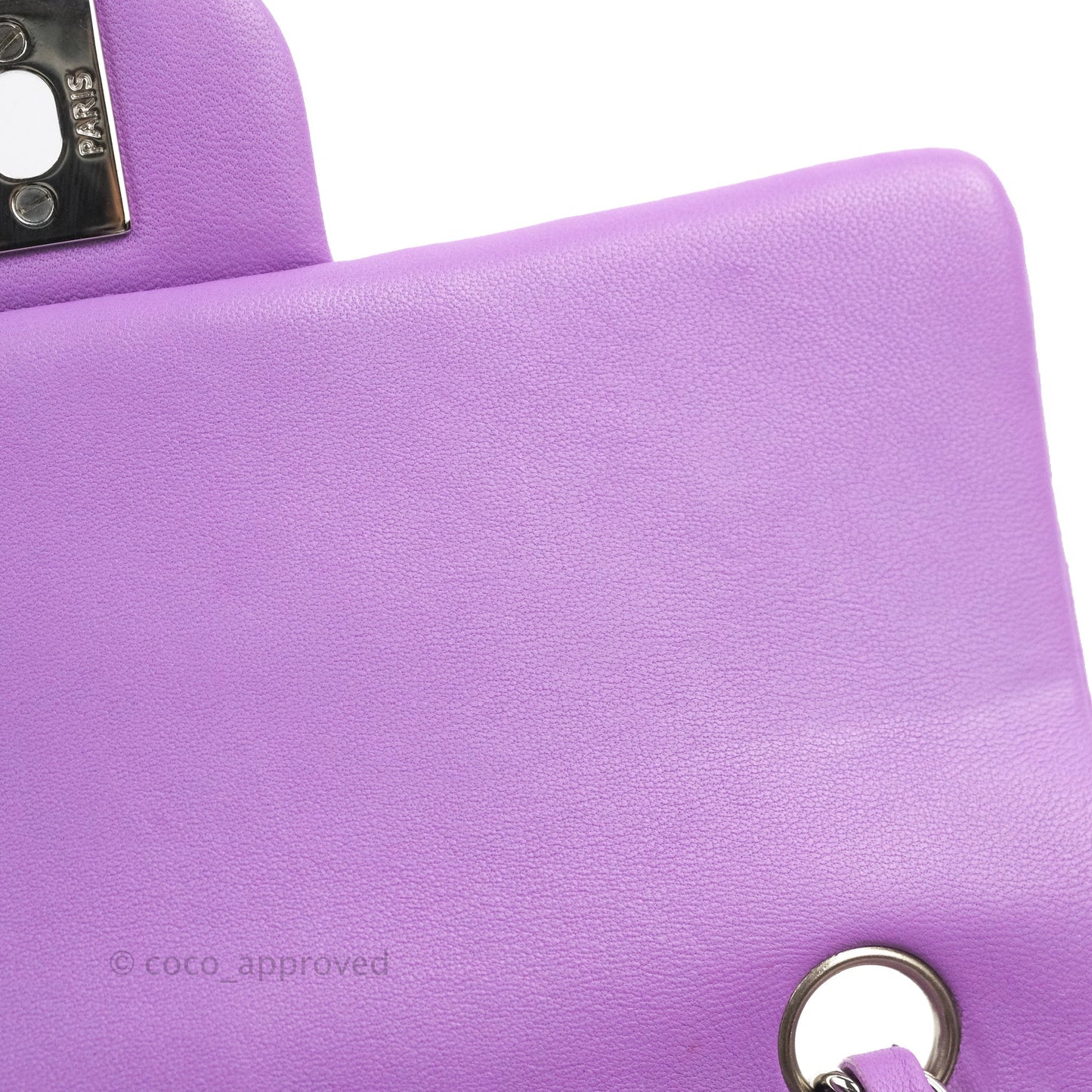 Chanel Quilted Mini Rectangular Flap Purple Lambskin Silver Hardware