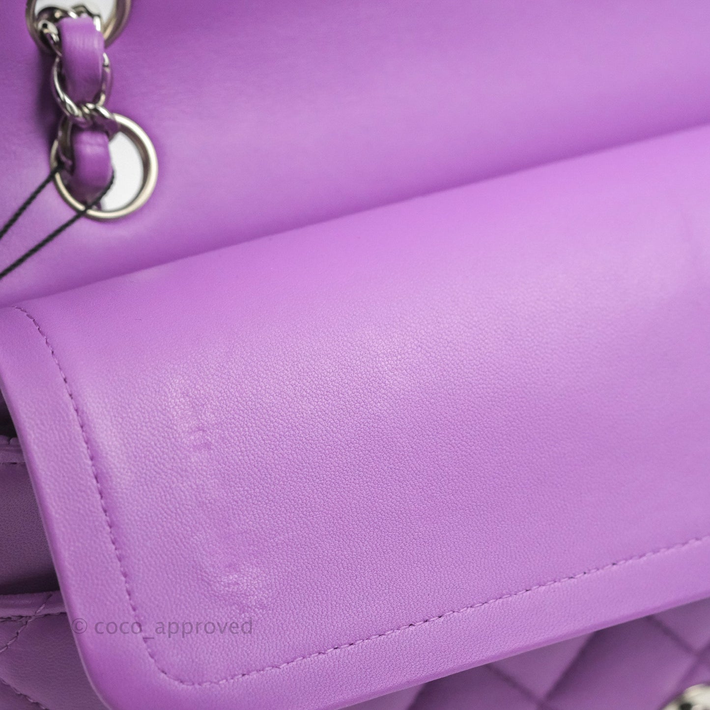 Chanel Classic M/L Medium Flap Quilted Purple Lambskin Silver Hardware 20C