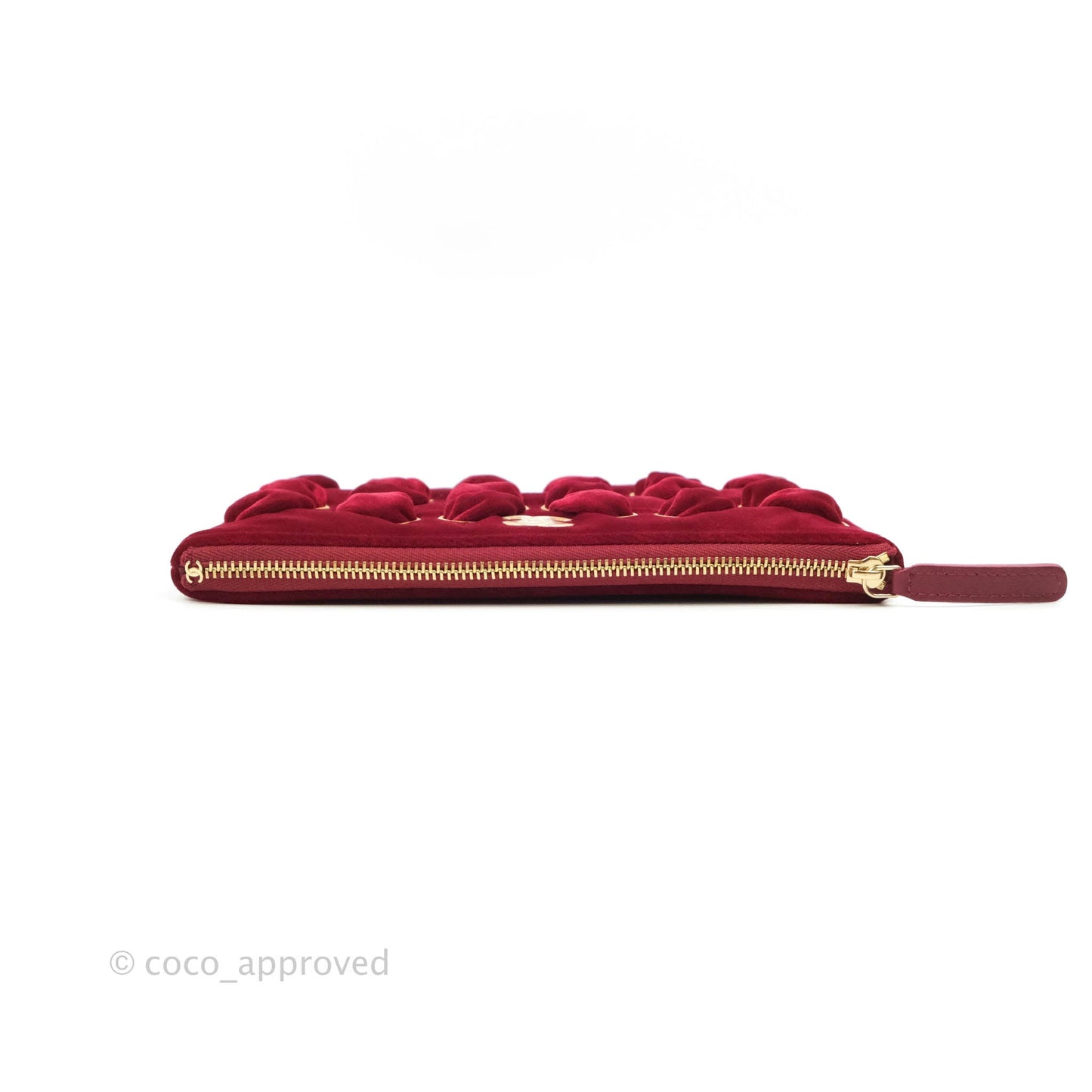 Chanel Red Velvet Pouch Gold Hardware