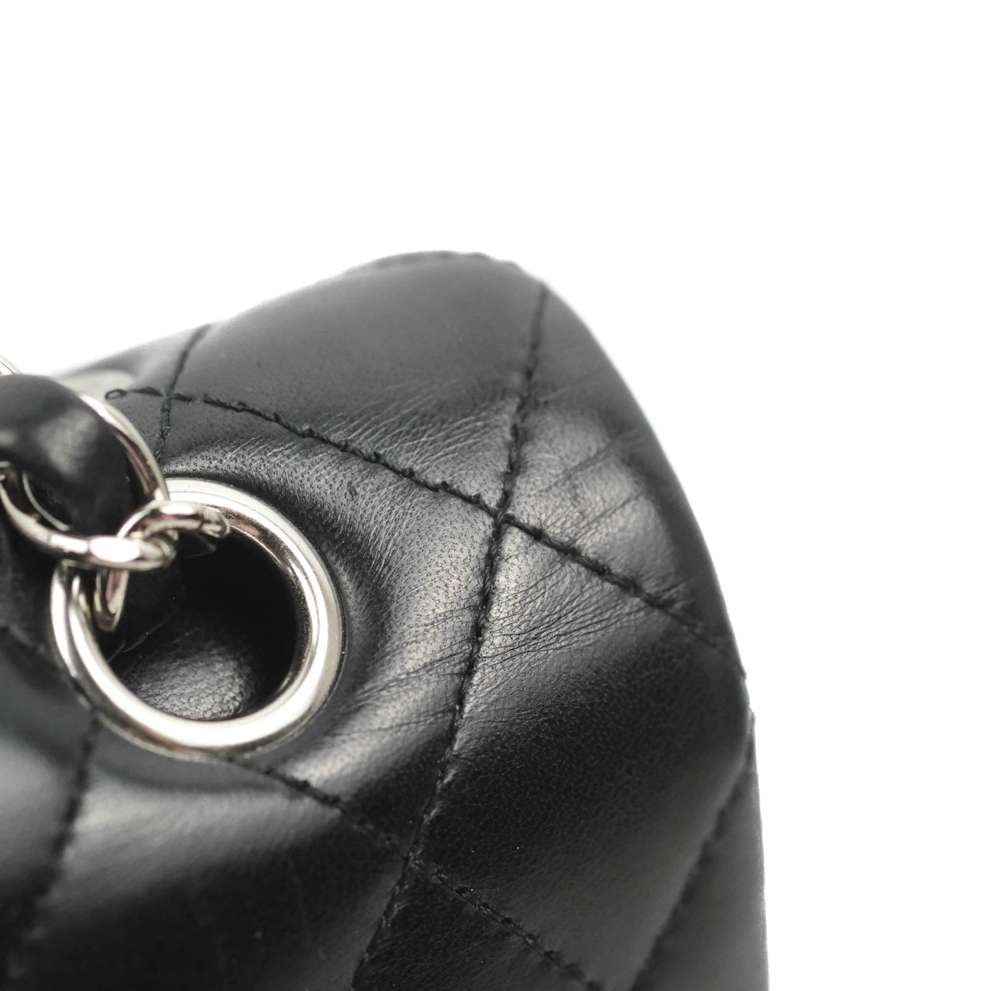 Chanel Classic M/L Medium Flap Quilted Black Lambskin Silver Hardware