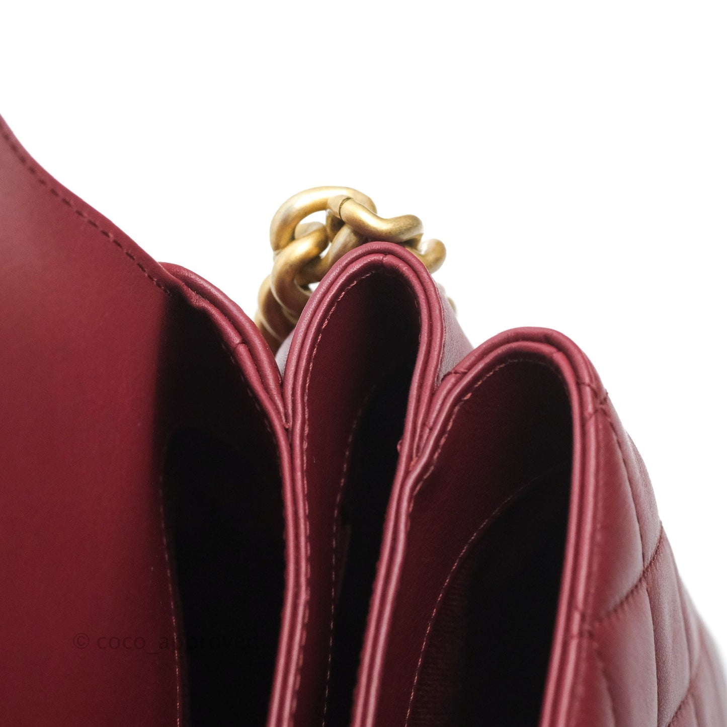 Chanel Flap Bag Dark Red Calfskin Aged Gold Hardware