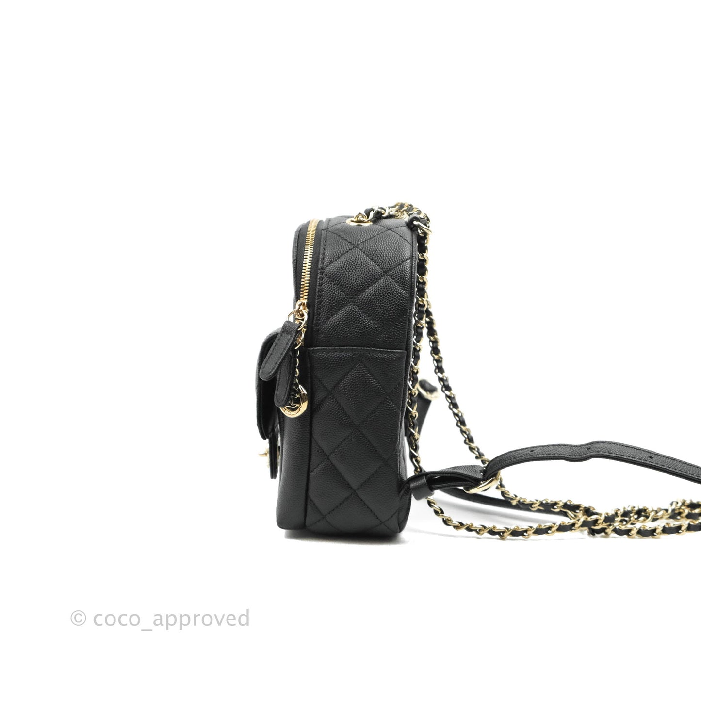 Chanel Quilted Small CC Day Backpack Black Caviar Gold Hardware