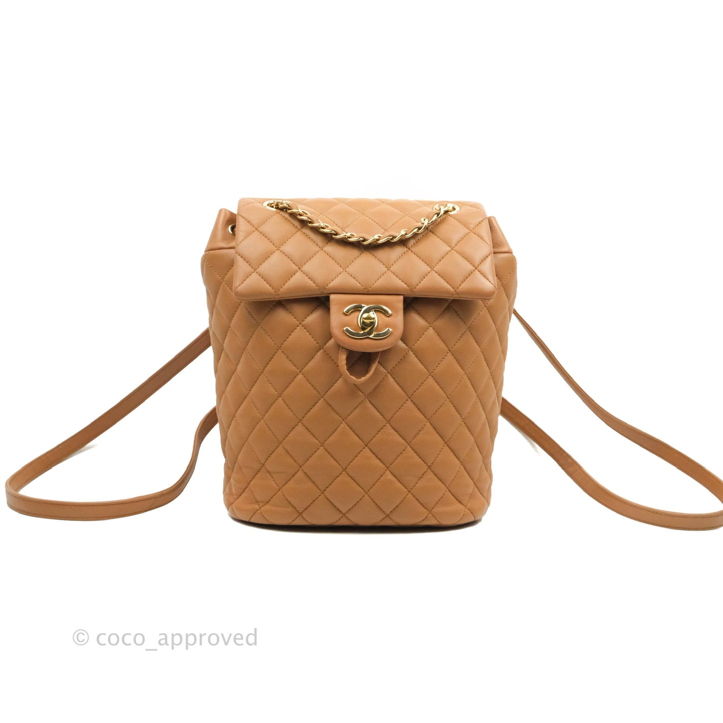 Chanel Quilted Small Urban Spirit Backpack Caramel Dark Beige Calfskin Gold Hardware